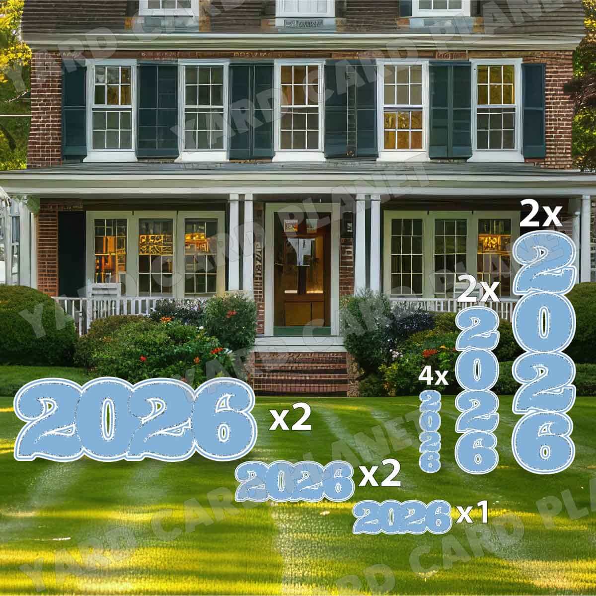 Baby Blue Solid with Glitter Pattern Trim 2026 EZ Quick Signs and Towers Yard Card Set