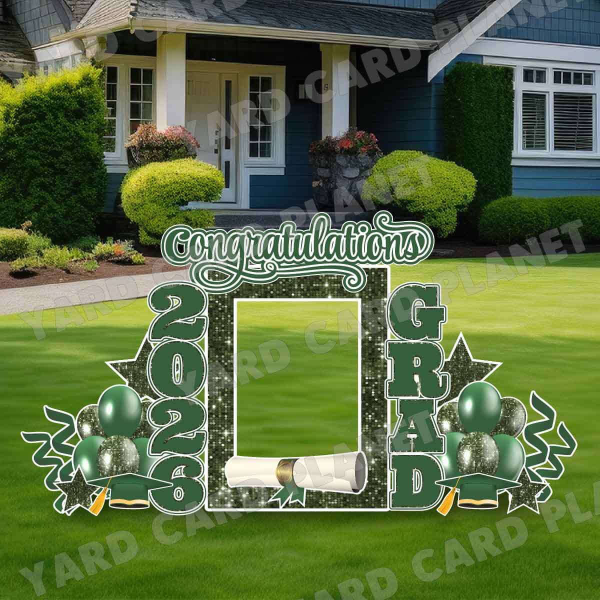 Hunter Green Solid and Sequin Pattern 2026 EZ Quick Frame, EZ Quick Sign and Towers Yard Card Flair Set