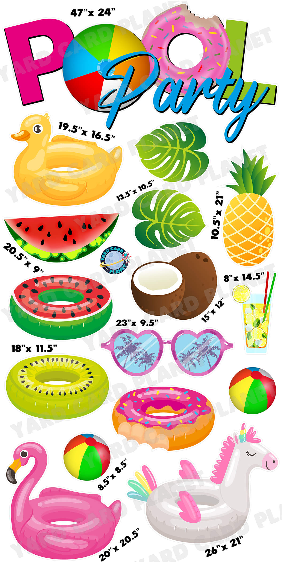 Summer Pool Party EZ Quick Sign and Yard Card Flair Set