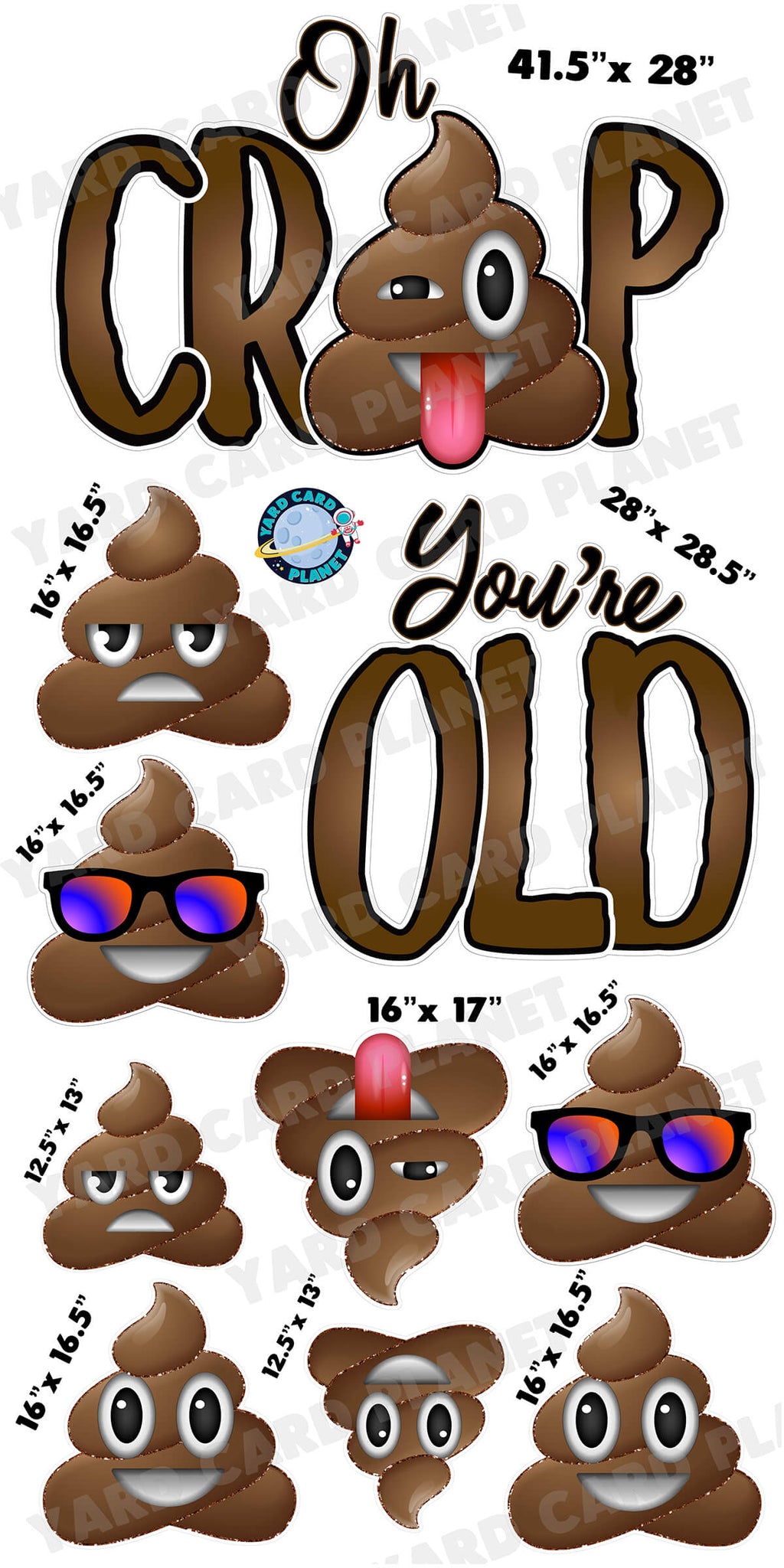 Oh Crap Oh Crap You're Old EZ Quick Sign and Yard Card Flair Set