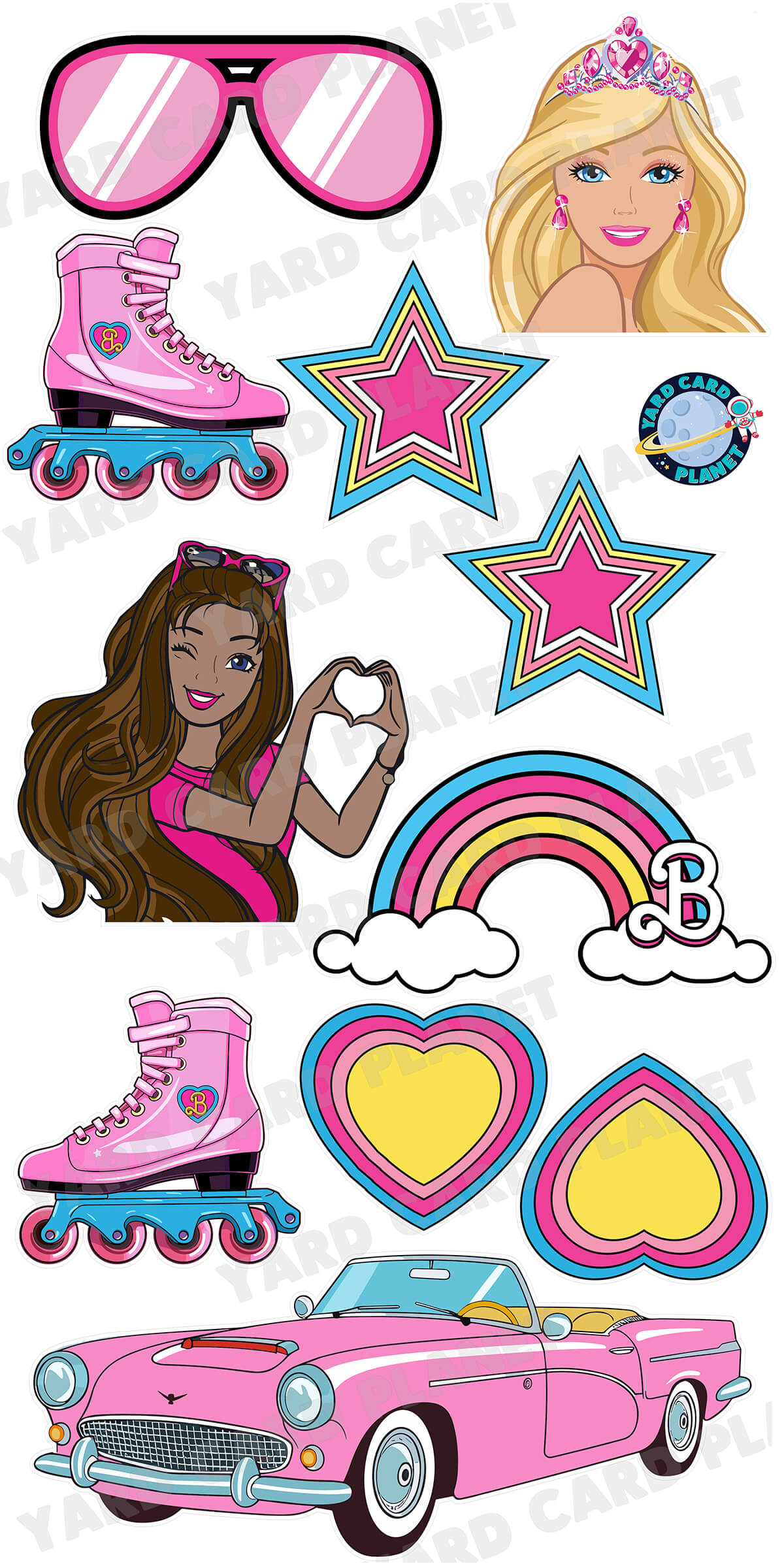 I Love Barbie Inspired Yard Card Flair Set