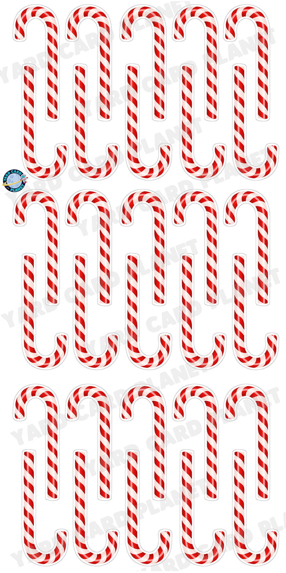 Double-Sided Printed Candy Cane Christmas Decoration Yard Cards