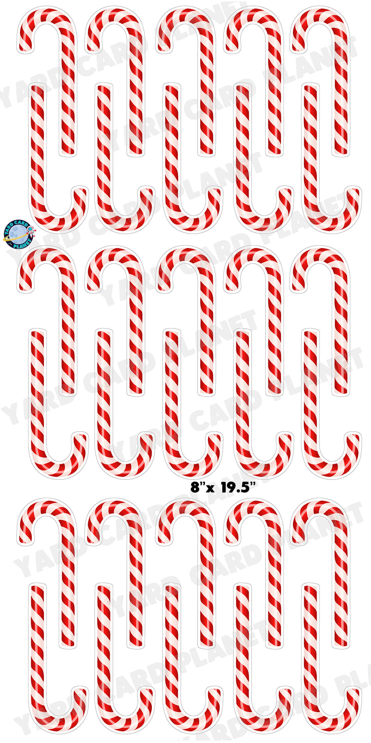 Double-Sided Printed Candy Cane Christmas Decoration Yard Cards