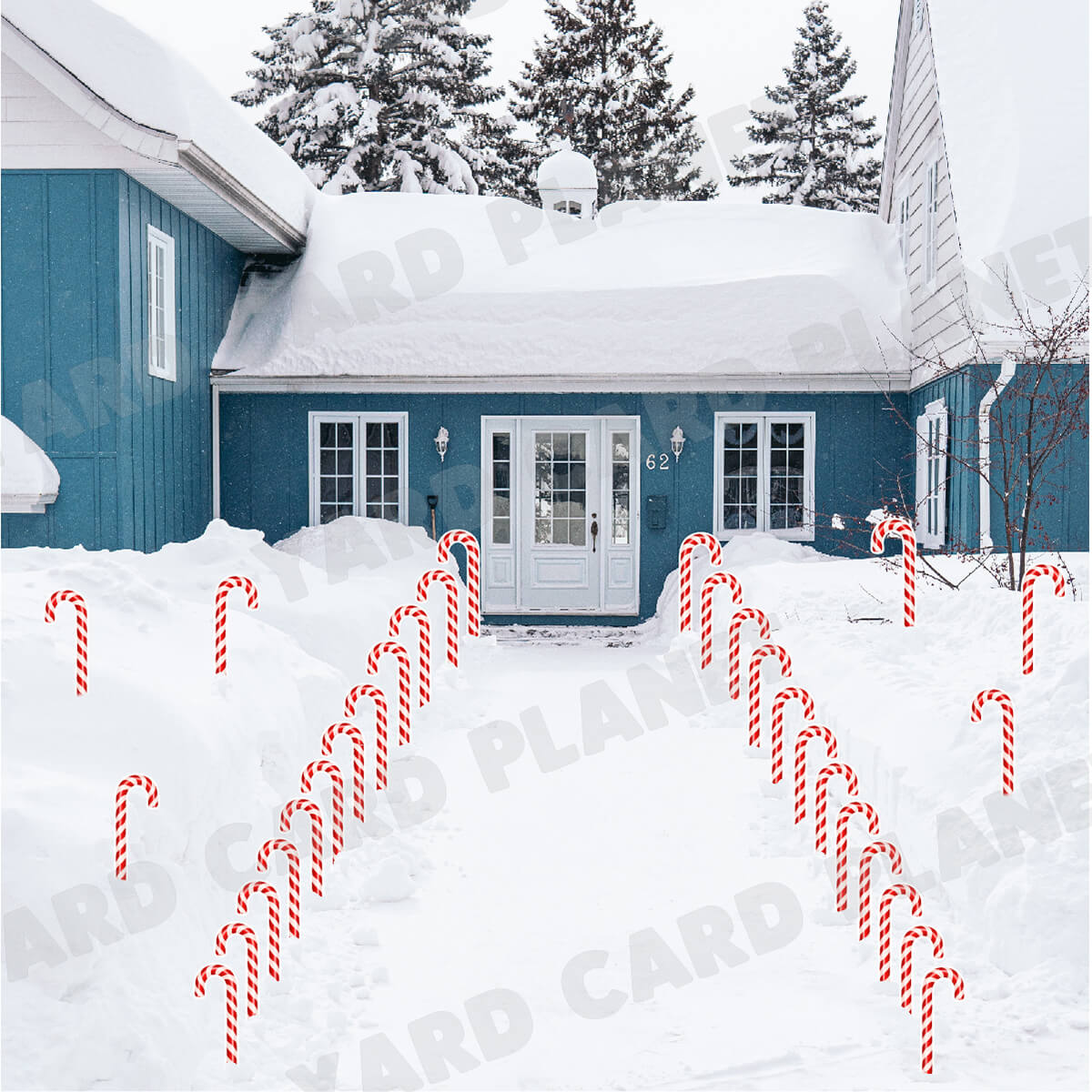 Double-Sided Printed Candy Cane Christmas Decoration Yard Cards