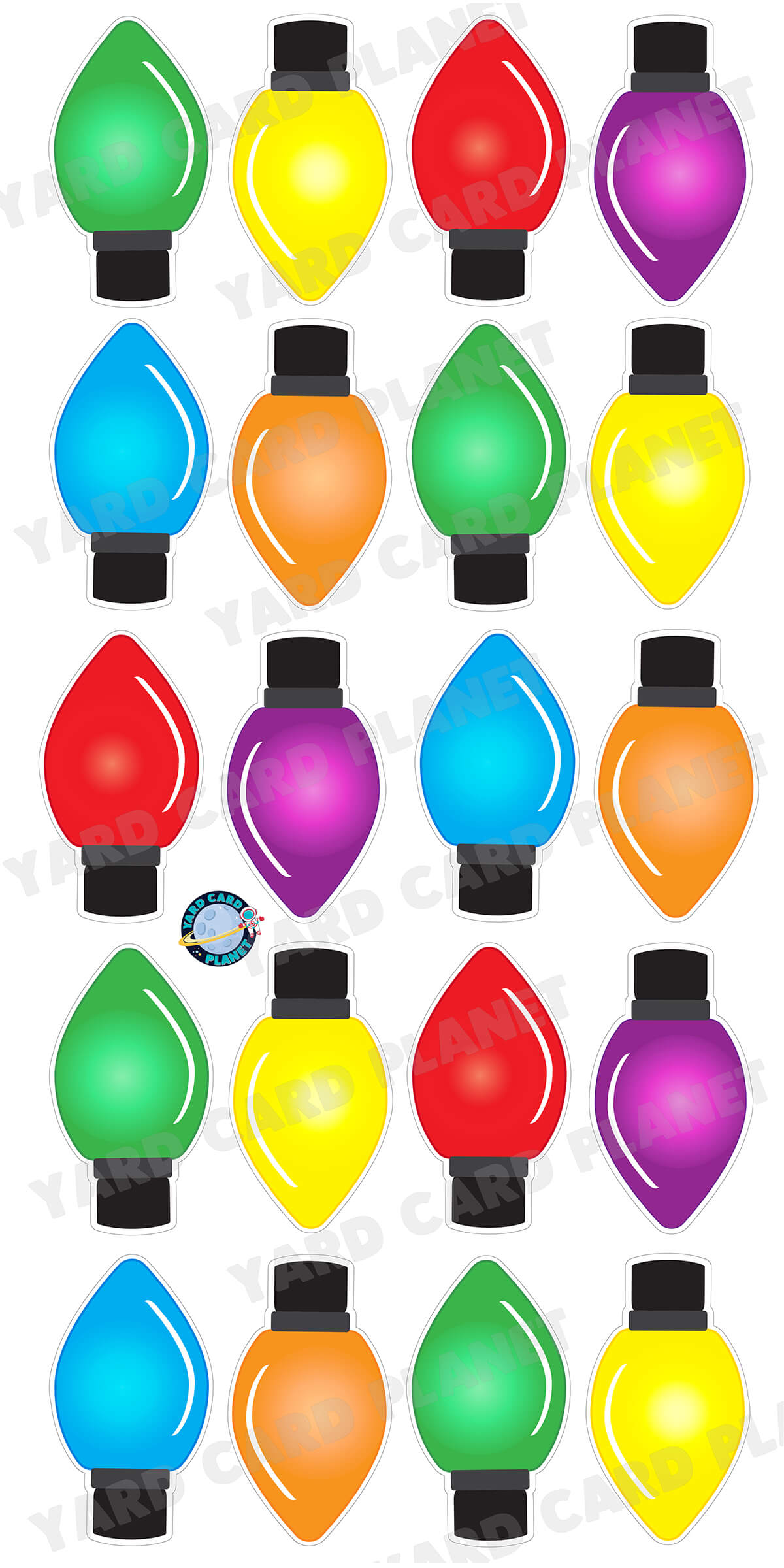 Double-Sided Printed Colorful Christmas Lights Decoration Yard Cards