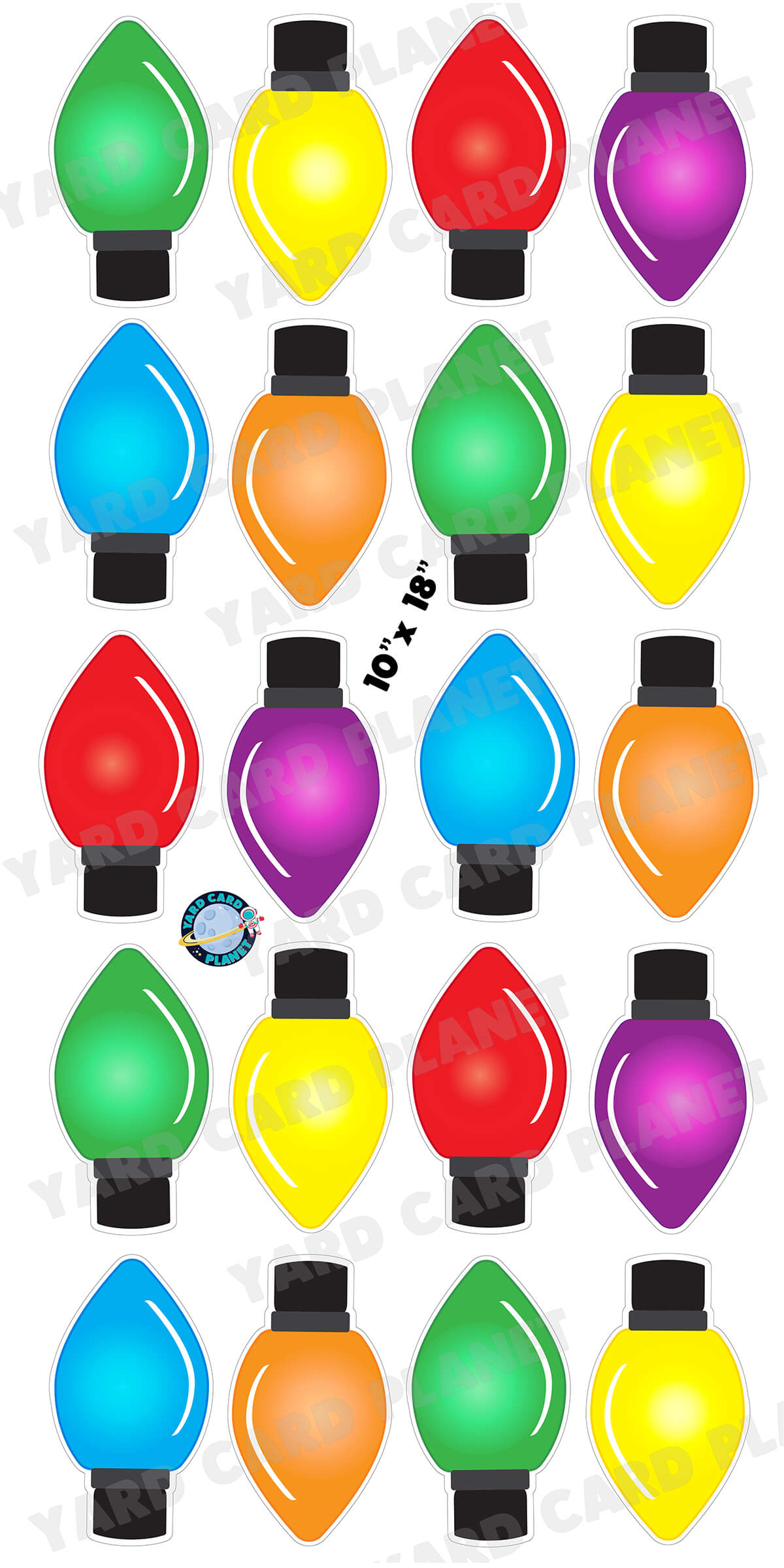 Double-Sided Printed Colorful Christmas Lights Decoration Yard Cards