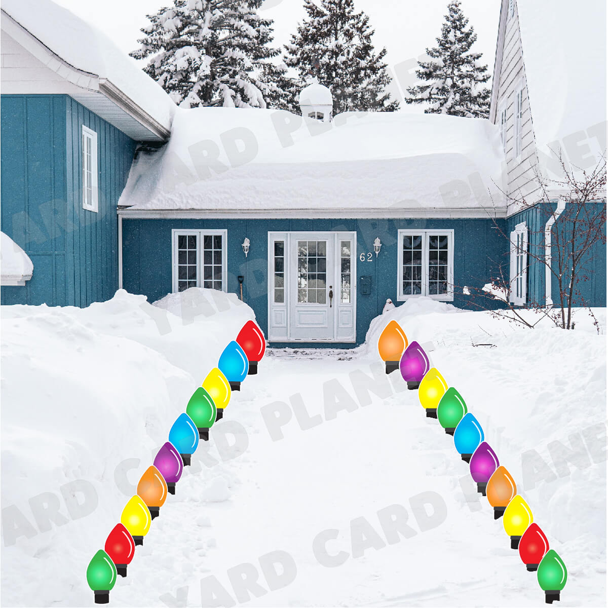 Double-Sided Printed Colorful Christmas Lights Decoration Yard Cards