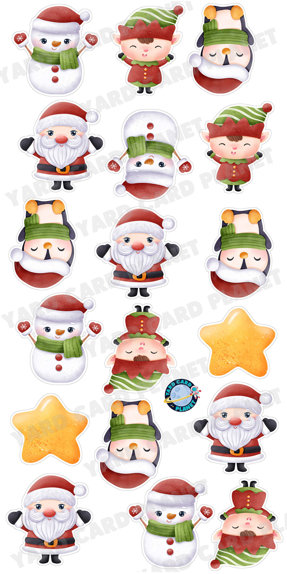 Double-Sided Printed Santa and Friends Christmas Decoration Yard Cards