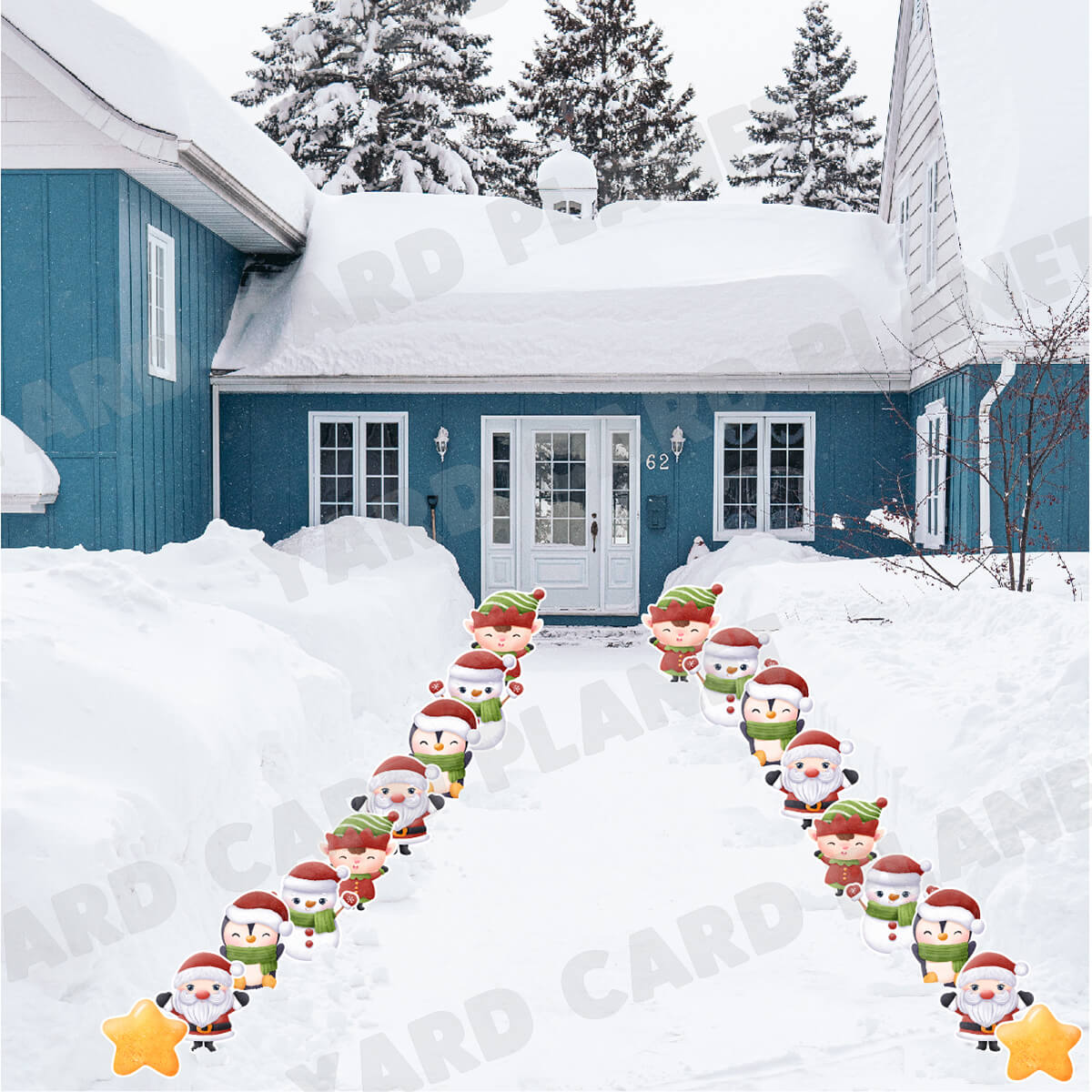 Double-Sided Printed Santa and Friends Christmas Decoration Yard Cards