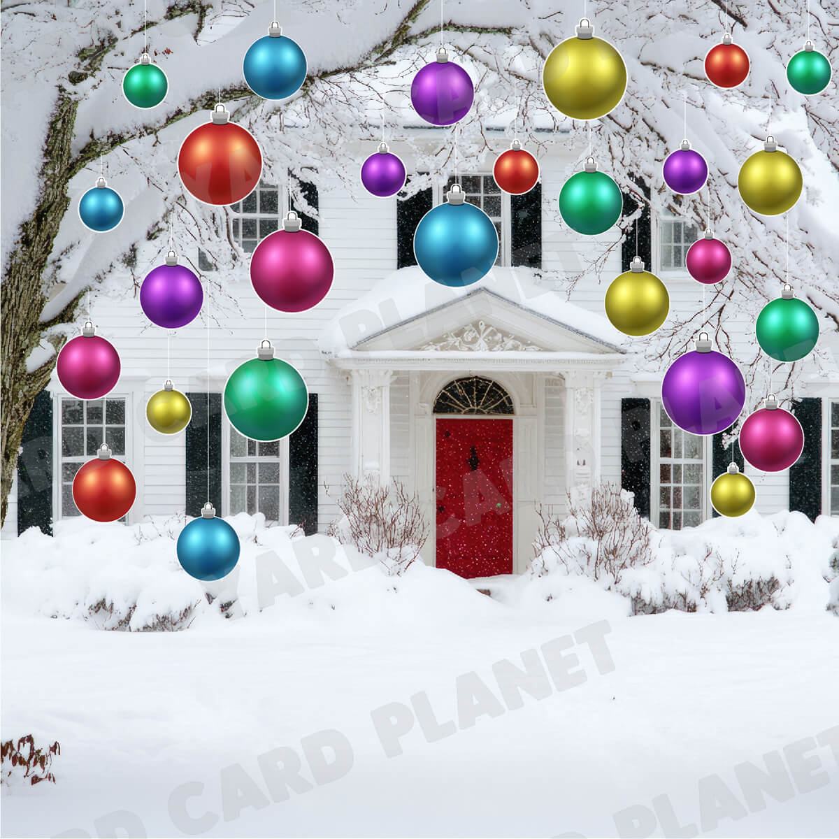 Double-Sided Printed Round Christmas Ornaments Decoration Yard Cards