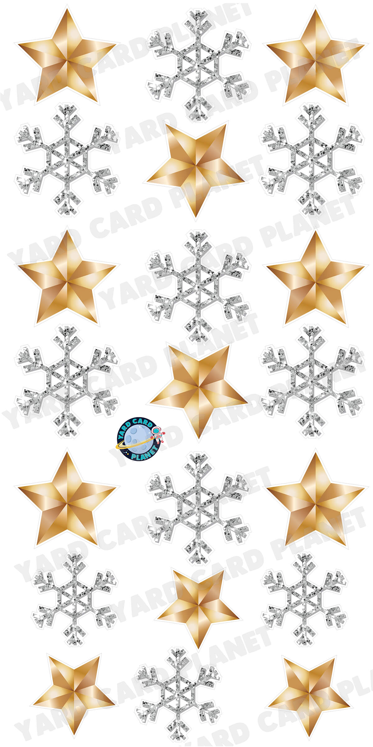 Double-Sided Printed Snowflakes and Stars Christmas Ornament Decoration Yard Cards