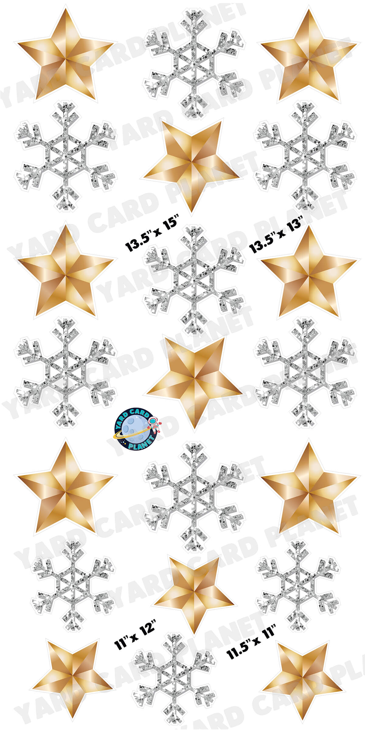 Double-Sided Printed Snowflakes and Stars Christmas Ornament Decoration Yard Cards