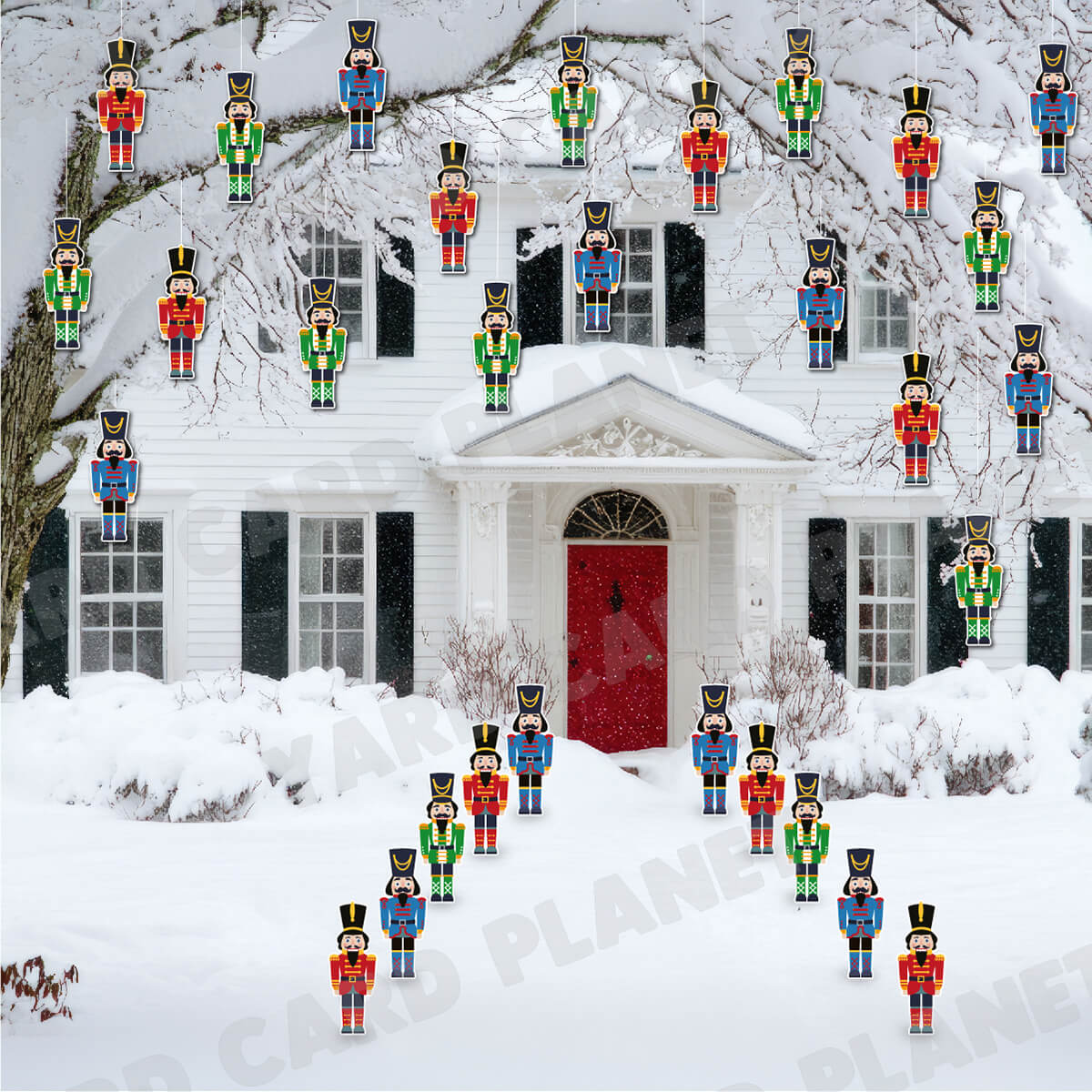 Double-Sided Printed Nutcracker Christmas Ornament Decoration Yard Cards