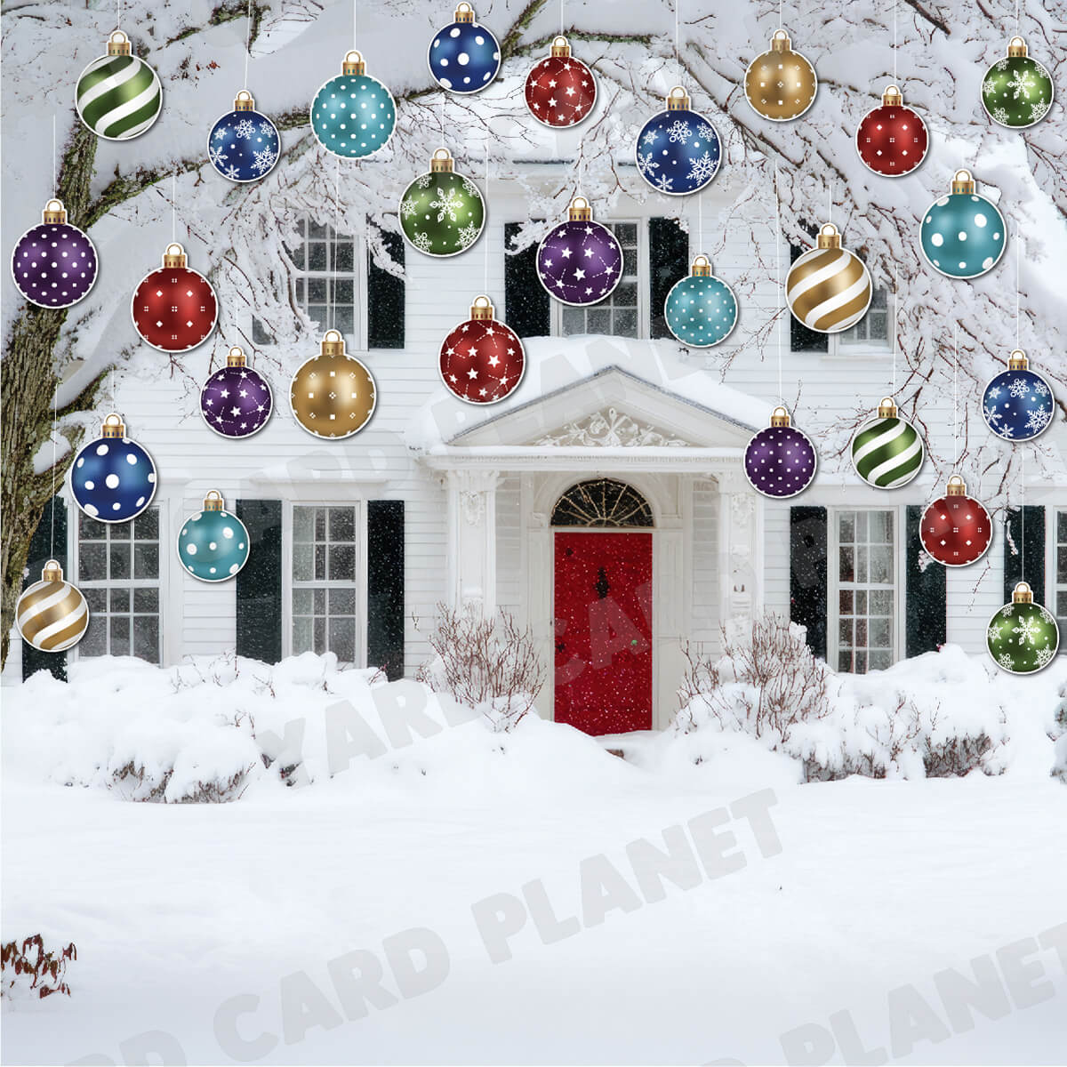 Double-Sided Printed Colorful Design Round Christmas Ornaments Decoration Yard Cards