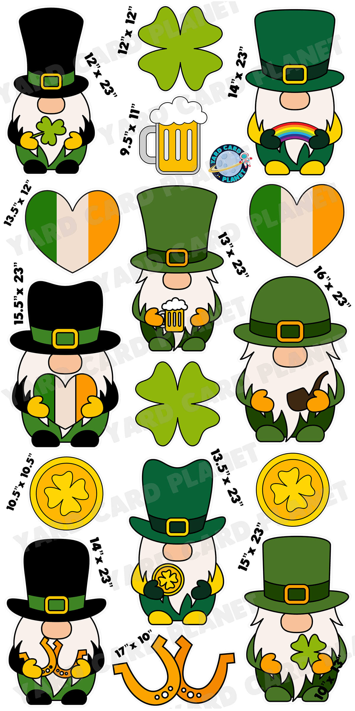 Leprechaun Gnomes Yard Card Flair Set