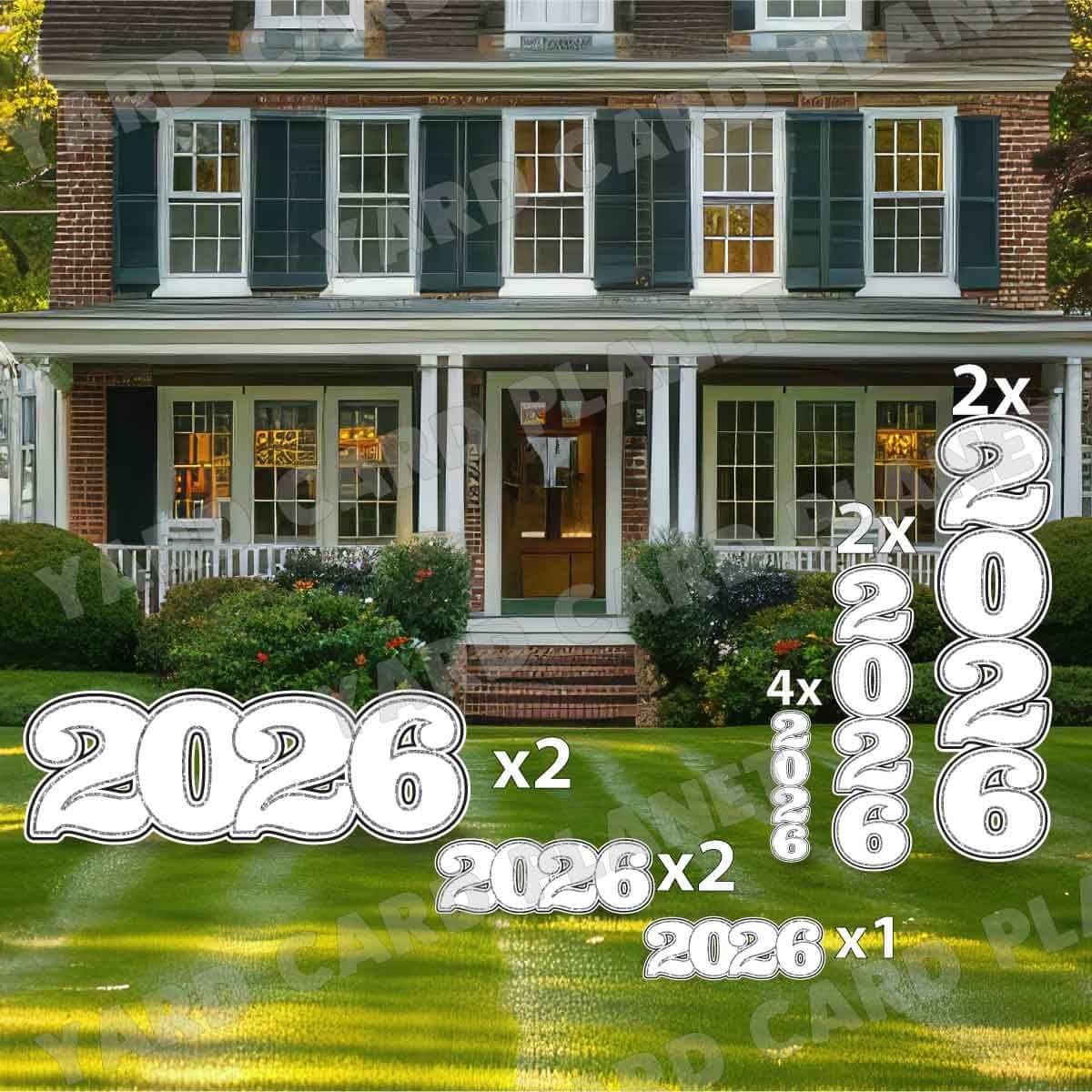 White Solid with Glitter Pattern Trim 2026 EZ Quick Signs and Towers Yard Card Set