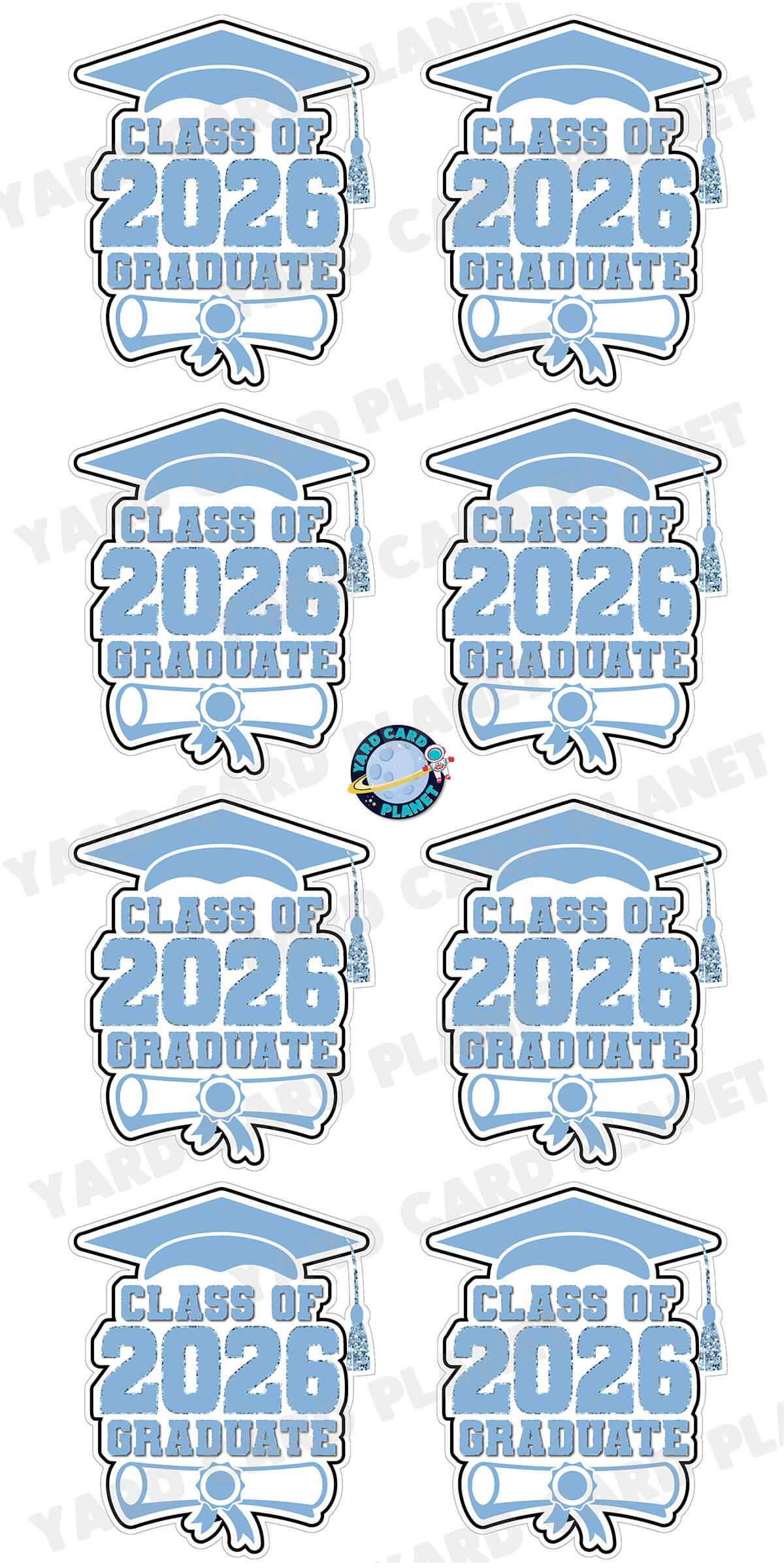 Class of 2026 Graduate Yard Card Sign Keepsakes in Solid Colors with Glitter Accent - (Available in Multiple Colors)