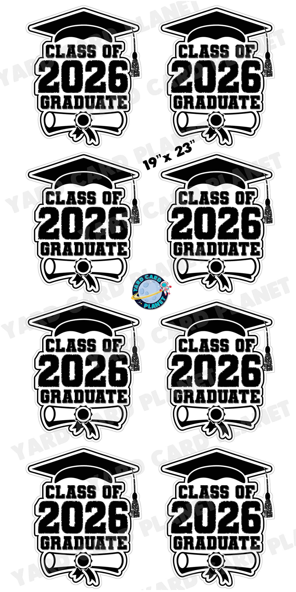 Class of 2026 Graduate Yard Card Sign Keepsakes in Solid Colors with Glitter Accent - (Available in Multiple Colors)