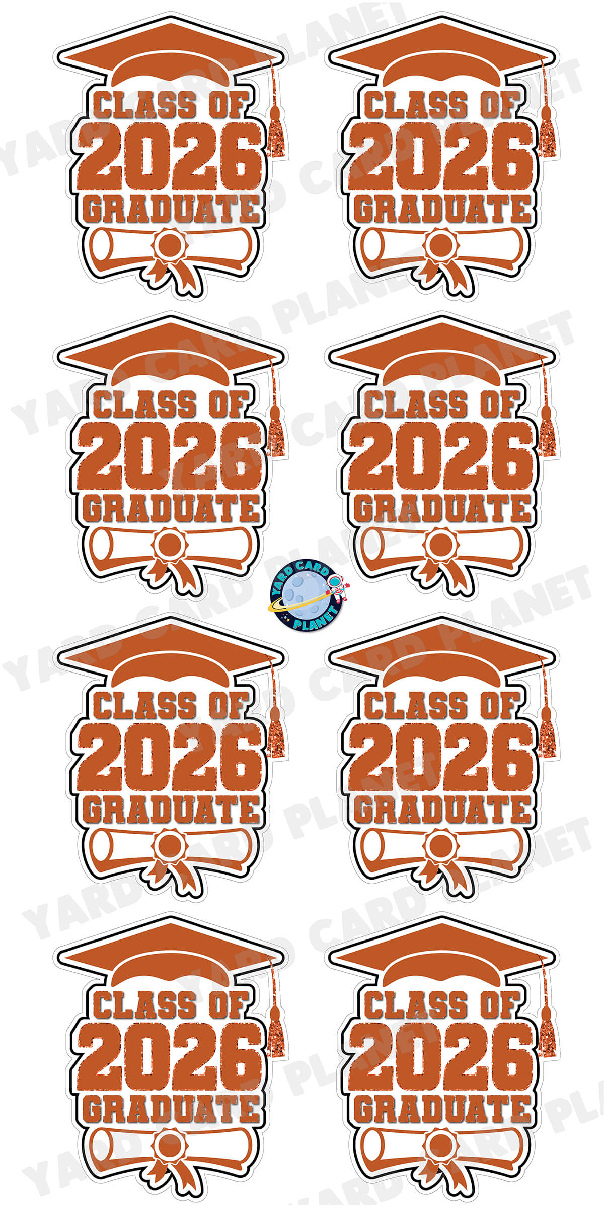 Class of 2026 Graduate Yard Card Sign Keepsakes in Solid Colors with Glitter Accent - (Available in Multiple Colors)