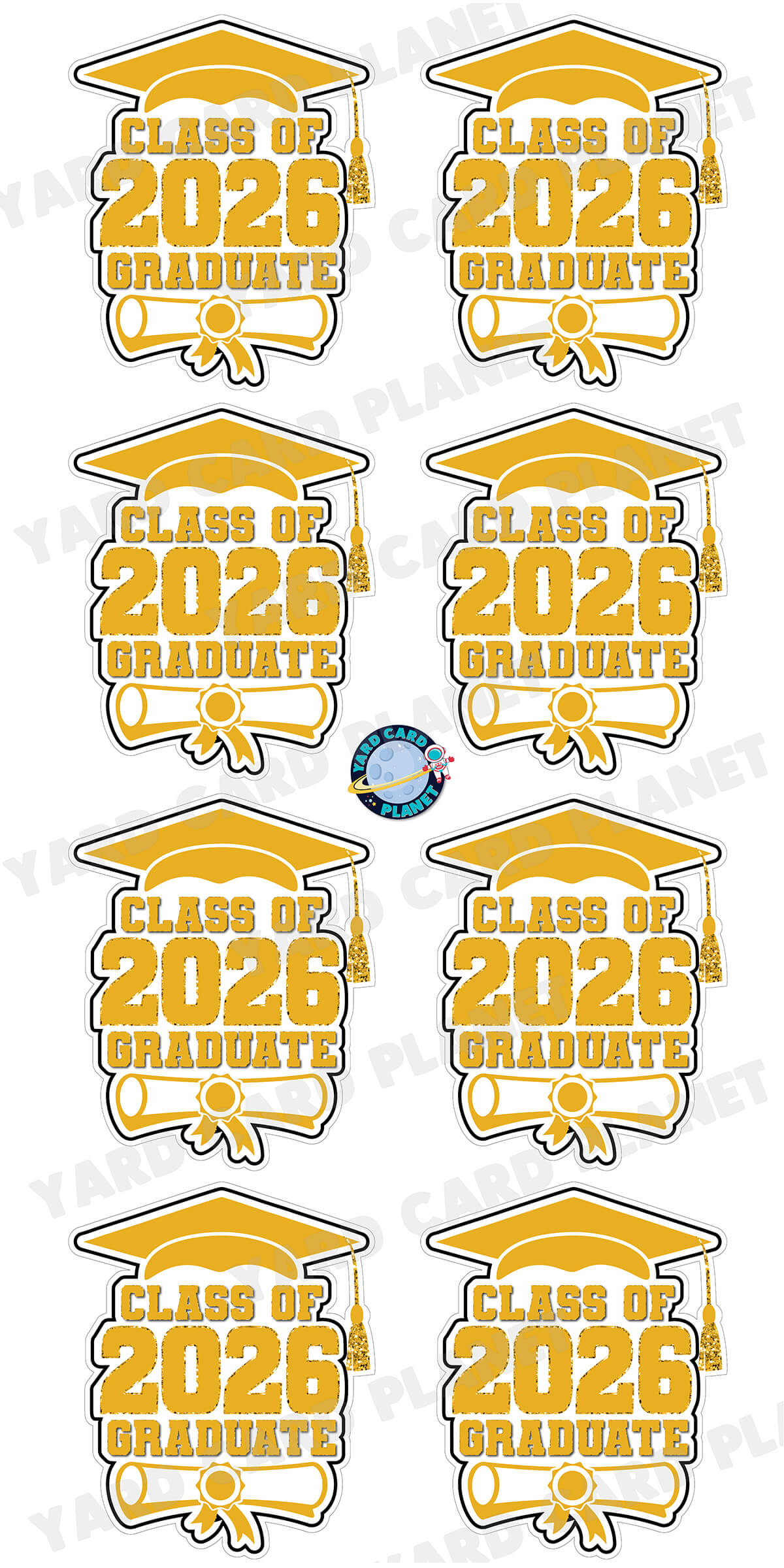 Class of 2026 Graduate Yard Card Sign Keepsakes in Solid Colors with Glitter Accent - (Available in Multiple Colors)