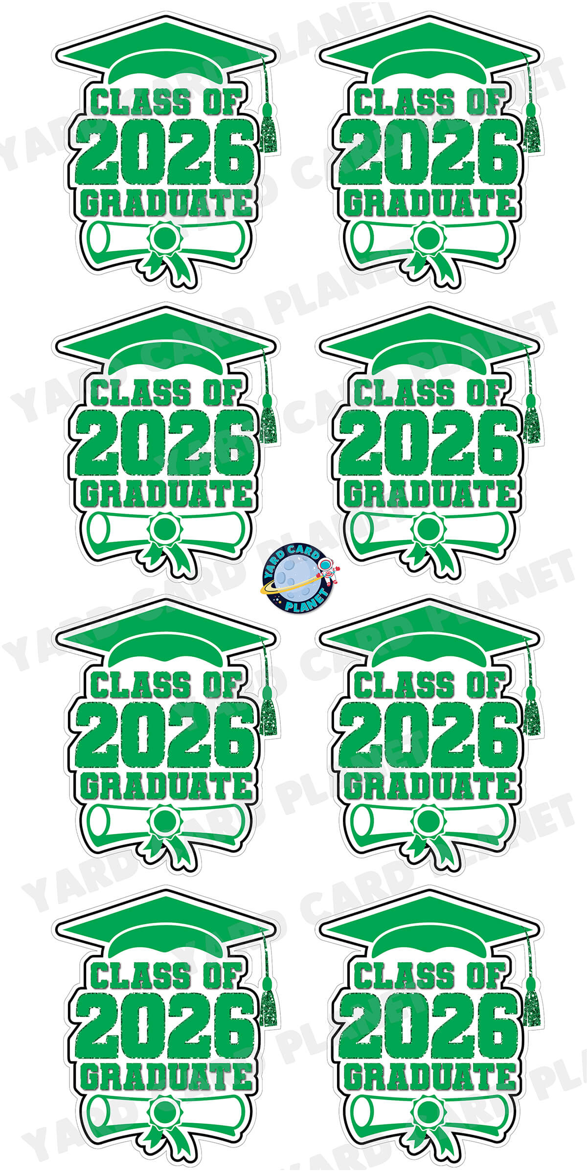 Class of 2026 Graduate Yard Card Sign Keepsakes in Solid Colors with Glitter Accent - (Available in Multiple Colors)
