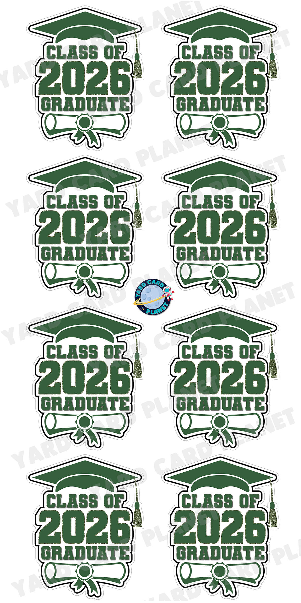Class of 2026 Graduate Yard Card Sign Keepsakes in Solid Colors with Glitter Accent - (Available in Multiple Colors)