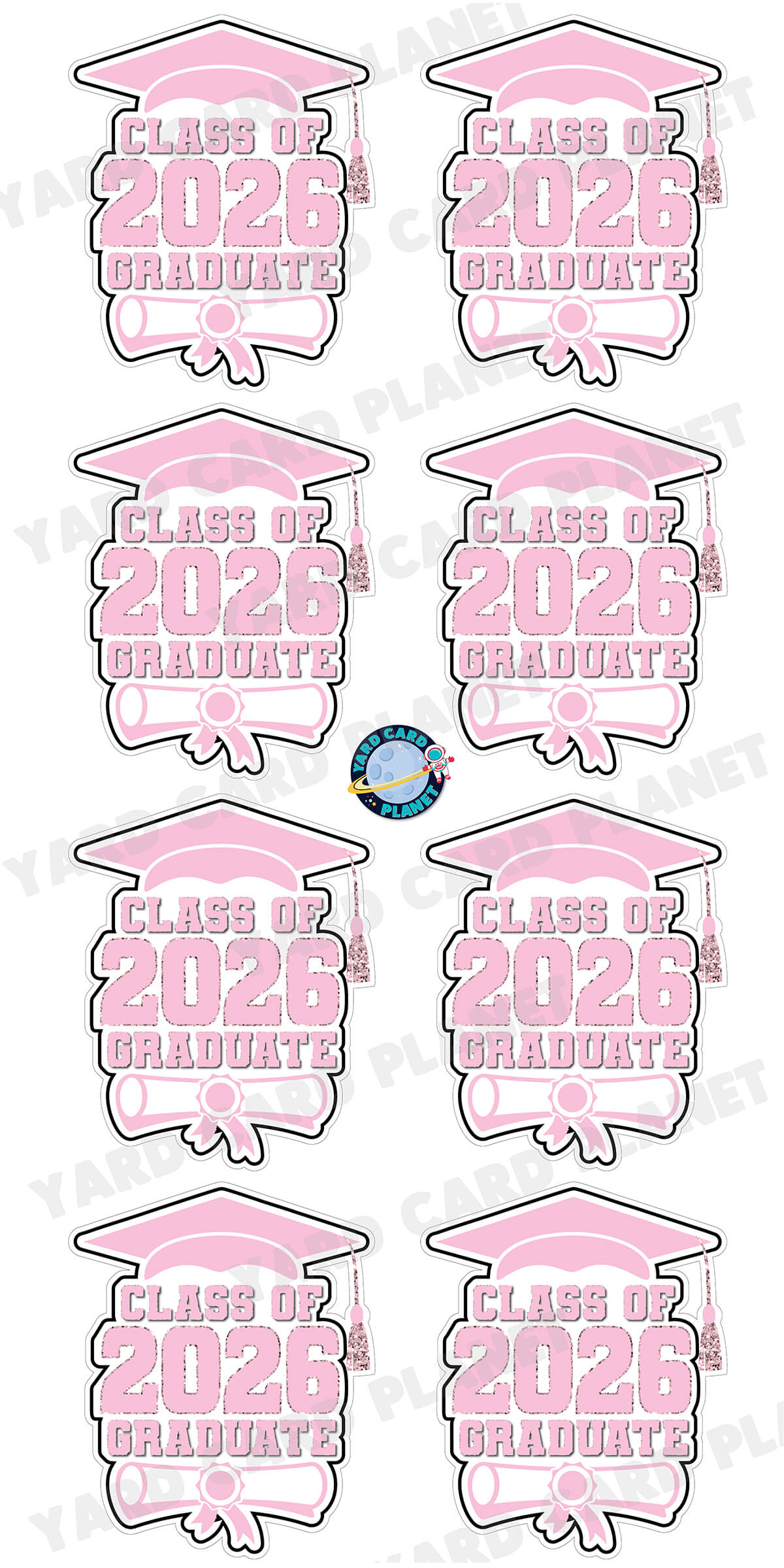 Class of 2026 Graduate Yard Card Sign Keepsakes in Solid Colors with Glitter Accent - (Available in Multiple Colors)