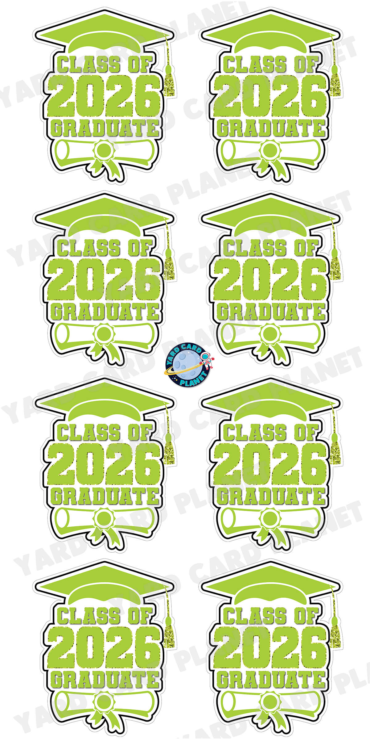 Class of 2026 Graduate Yard Card Sign Keepsakes in Solid Colors with Glitter Accent - (Available in Multiple Colors)