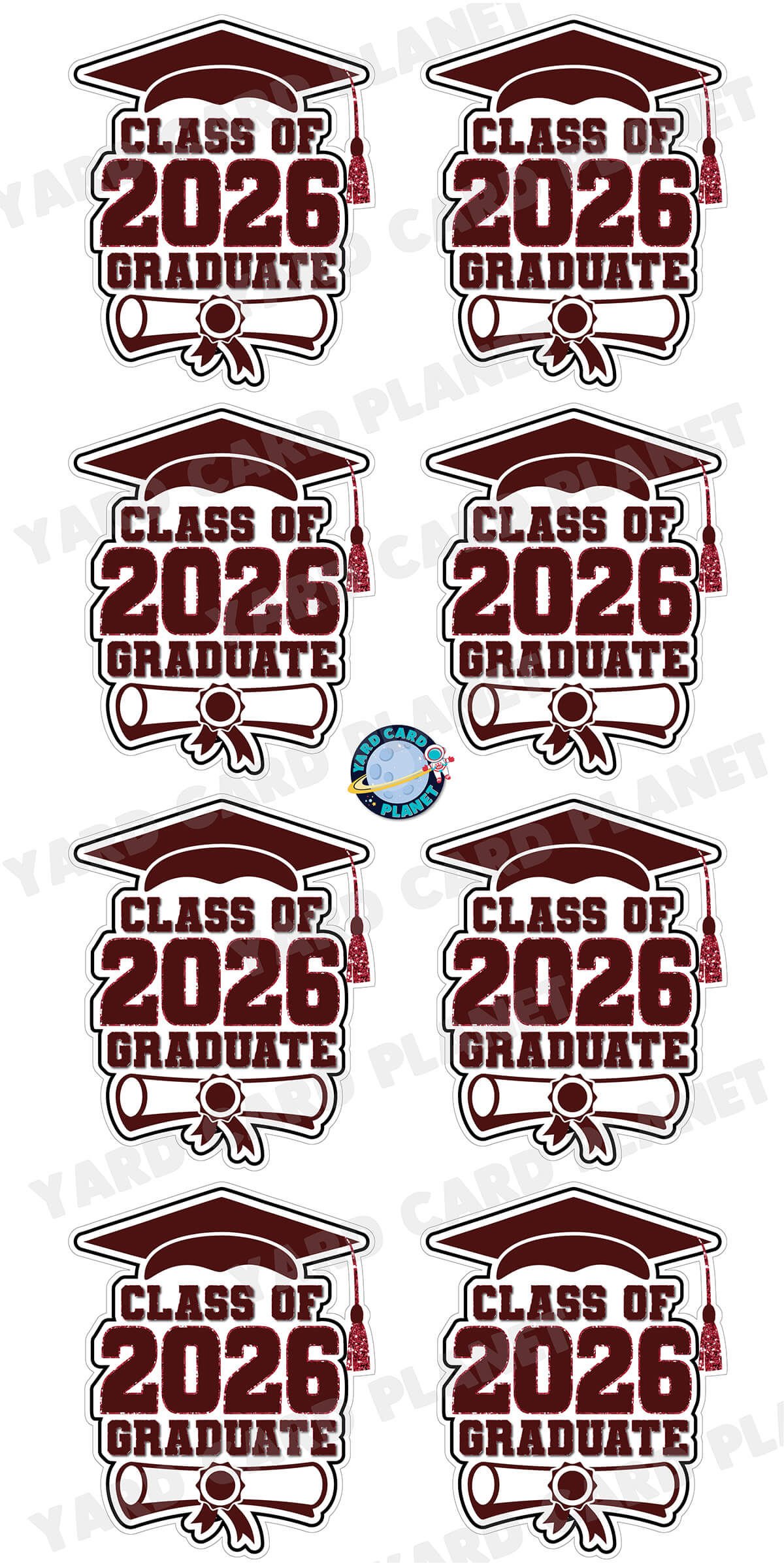 Class of 2026 Graduate Yard Card Sign Keepsakes in Solid Colors with Glitter Accent - (Available in Multiple Colors)