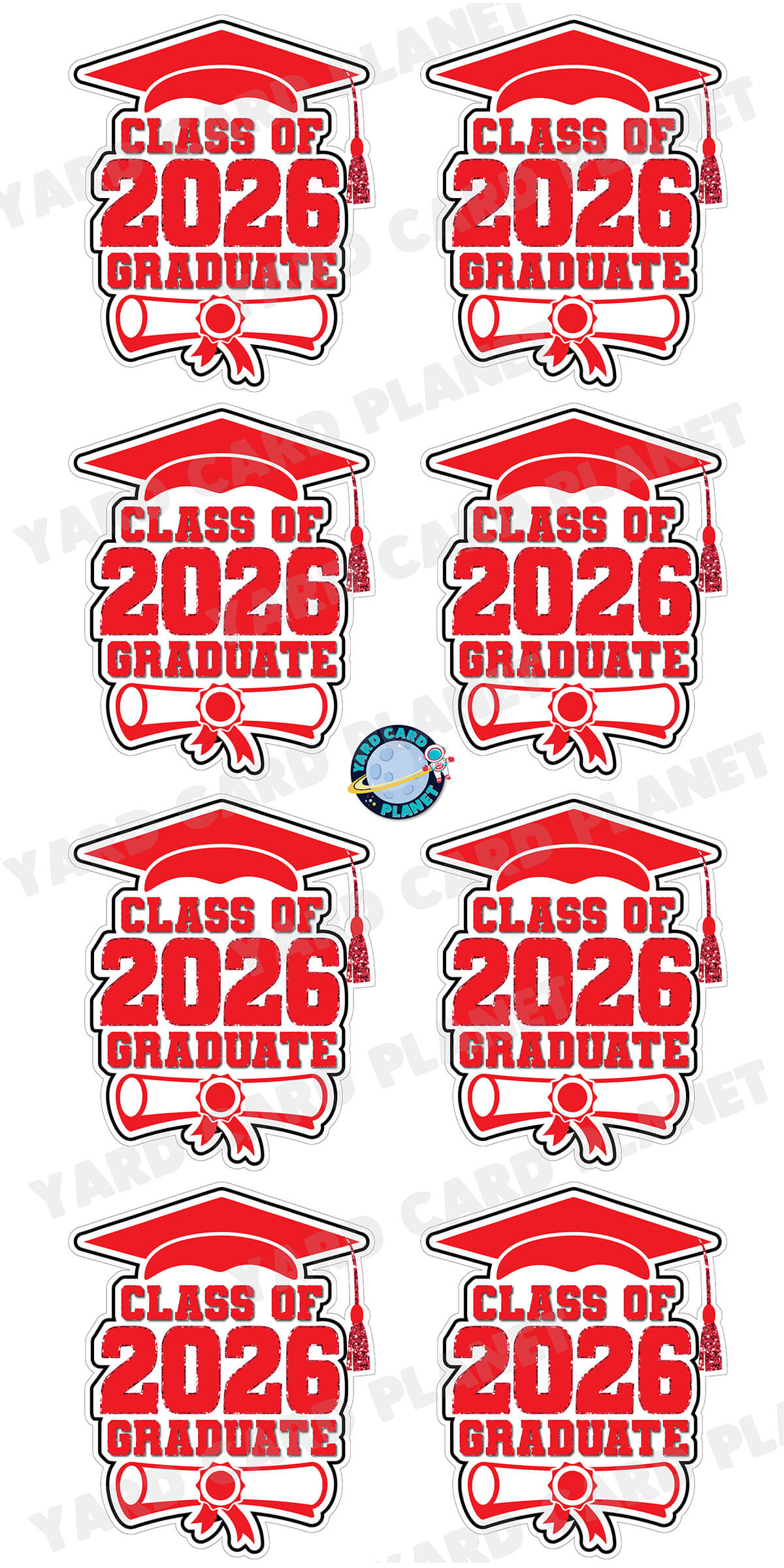 Class of 2026 Graduate Yard Card Sign Keepsakes in Solid Colors with Glitter Accent - (Available in Multiple Colors)