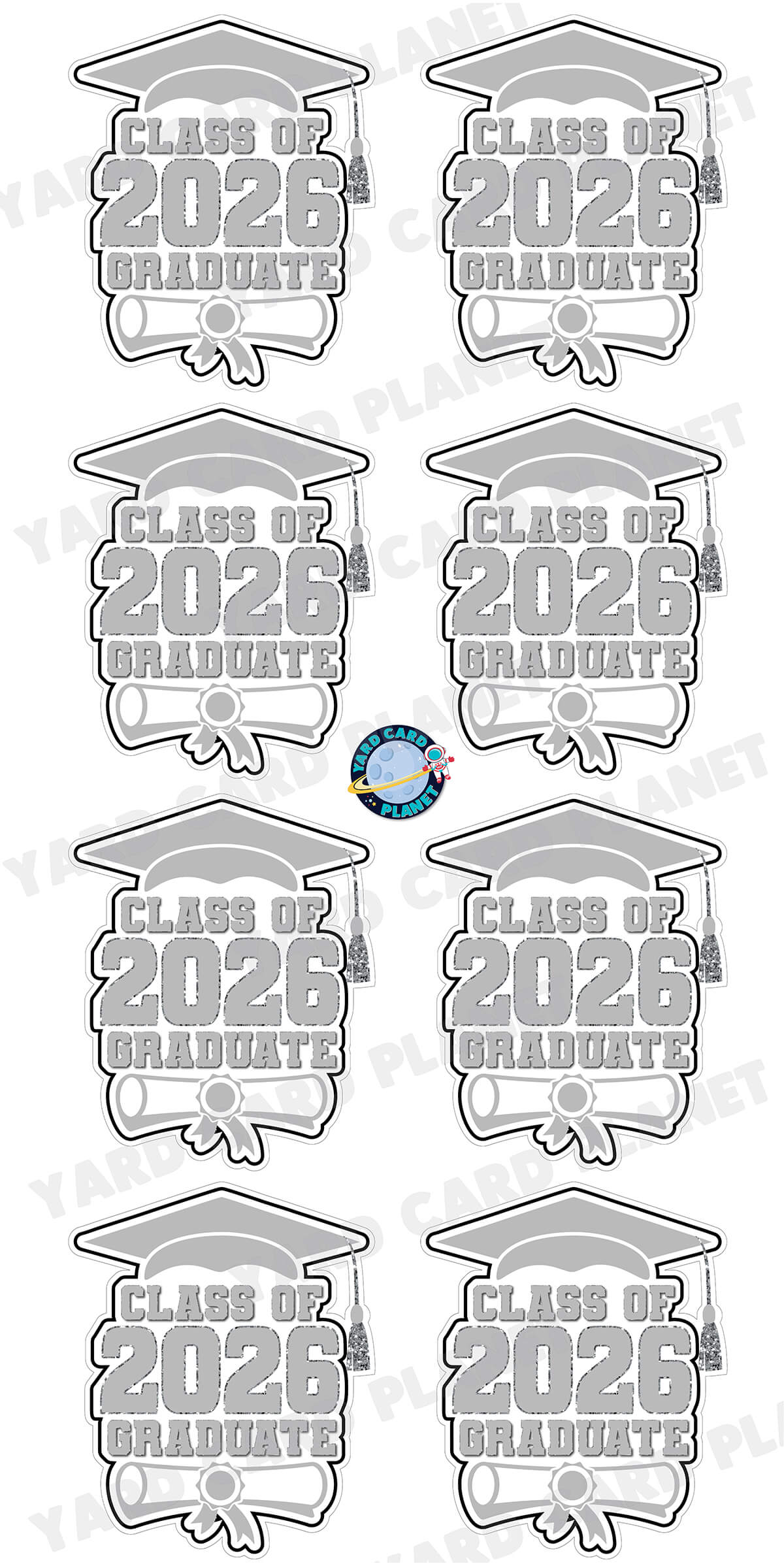 Class of 2026 Graduate Yard Card Sign Keepsakes in Solid Colors with Glitter Accent - (Available in Multiple Colors)