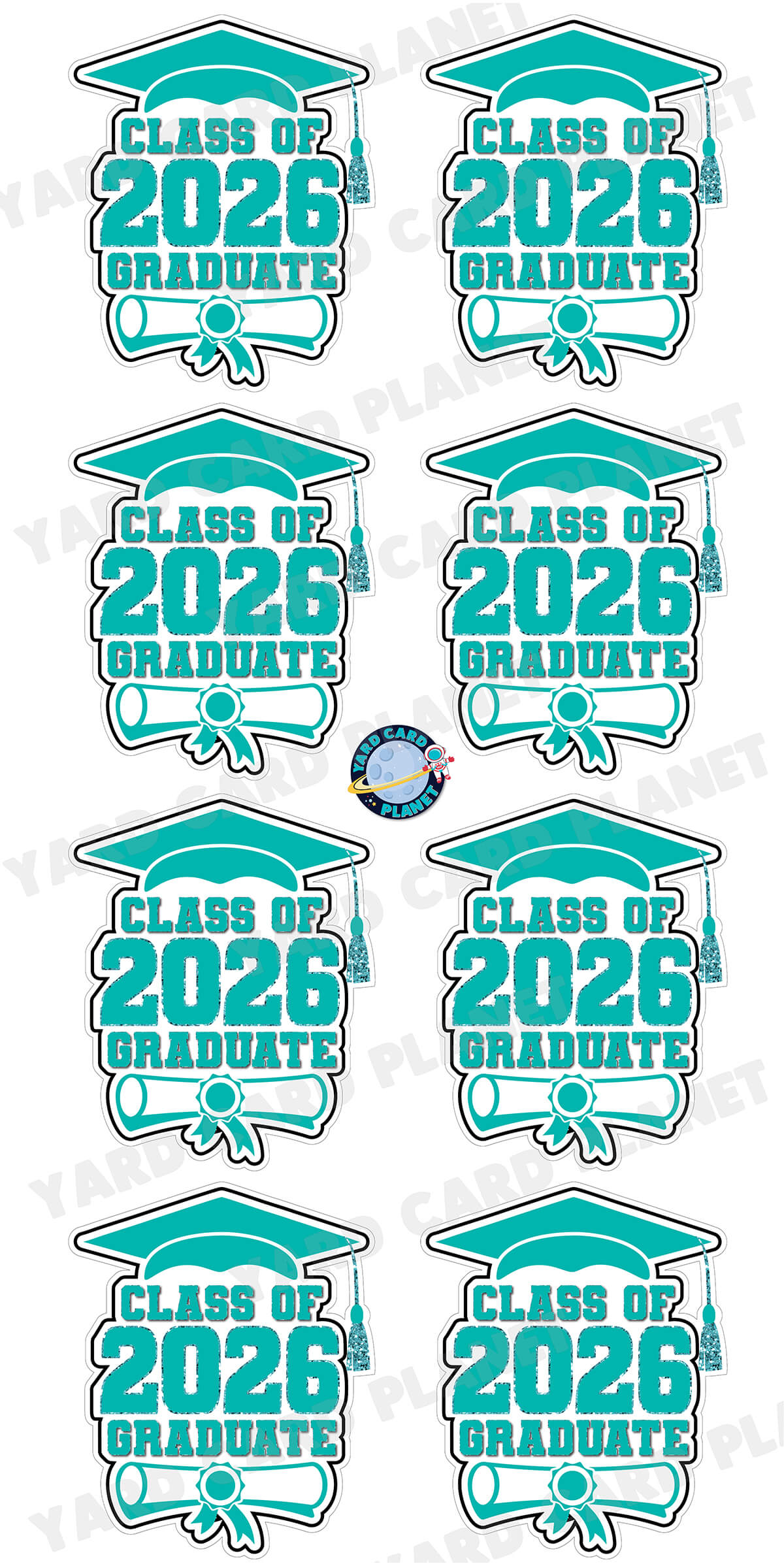 Class of 2026 Graduate Yard Card Sign Keepsakes in Solid Colors with Glitter Accent - (Available in Multiple Colors)