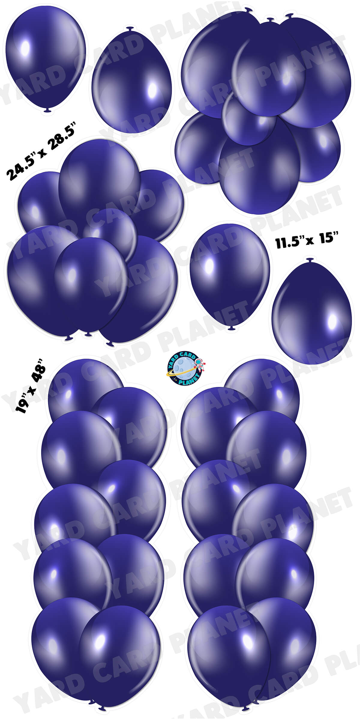 Dark Purple Balloon Towers, Bouquets and Singles Yard Card Set