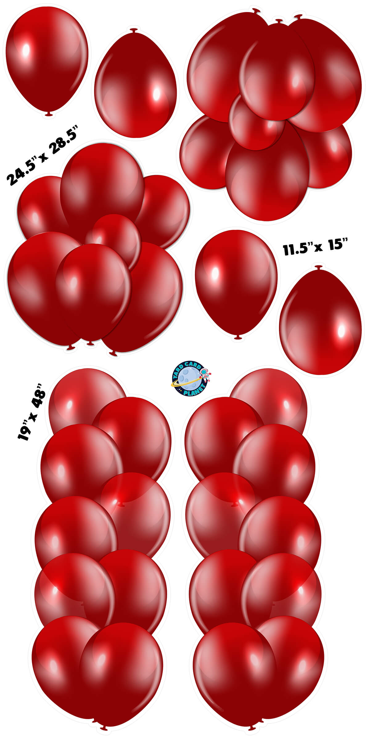 Maroon Balloon Towers, Bouquets and Singles Yard Card Set