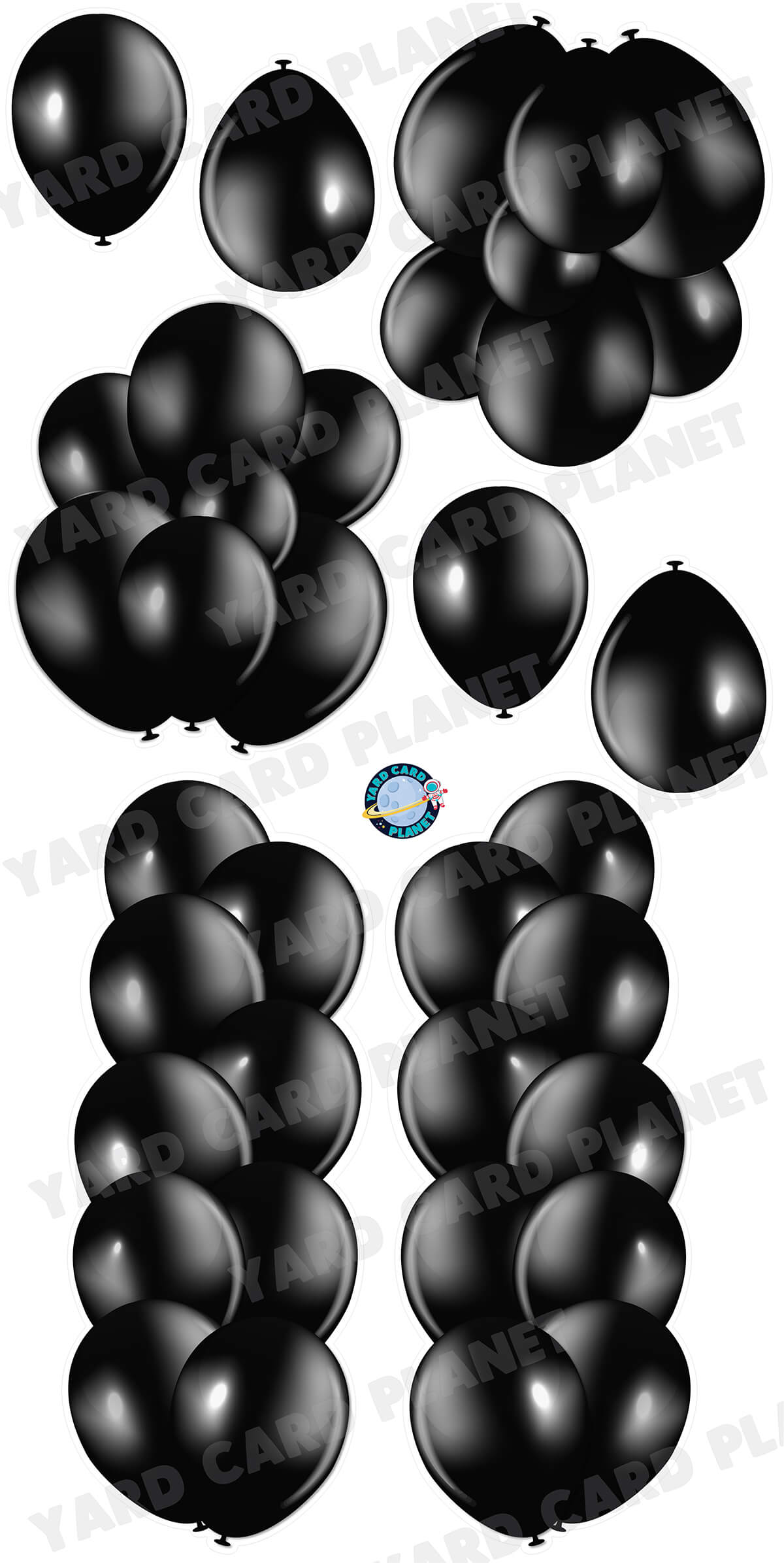Black Balloon Towers, Bouquets and Singles Yard Card Set