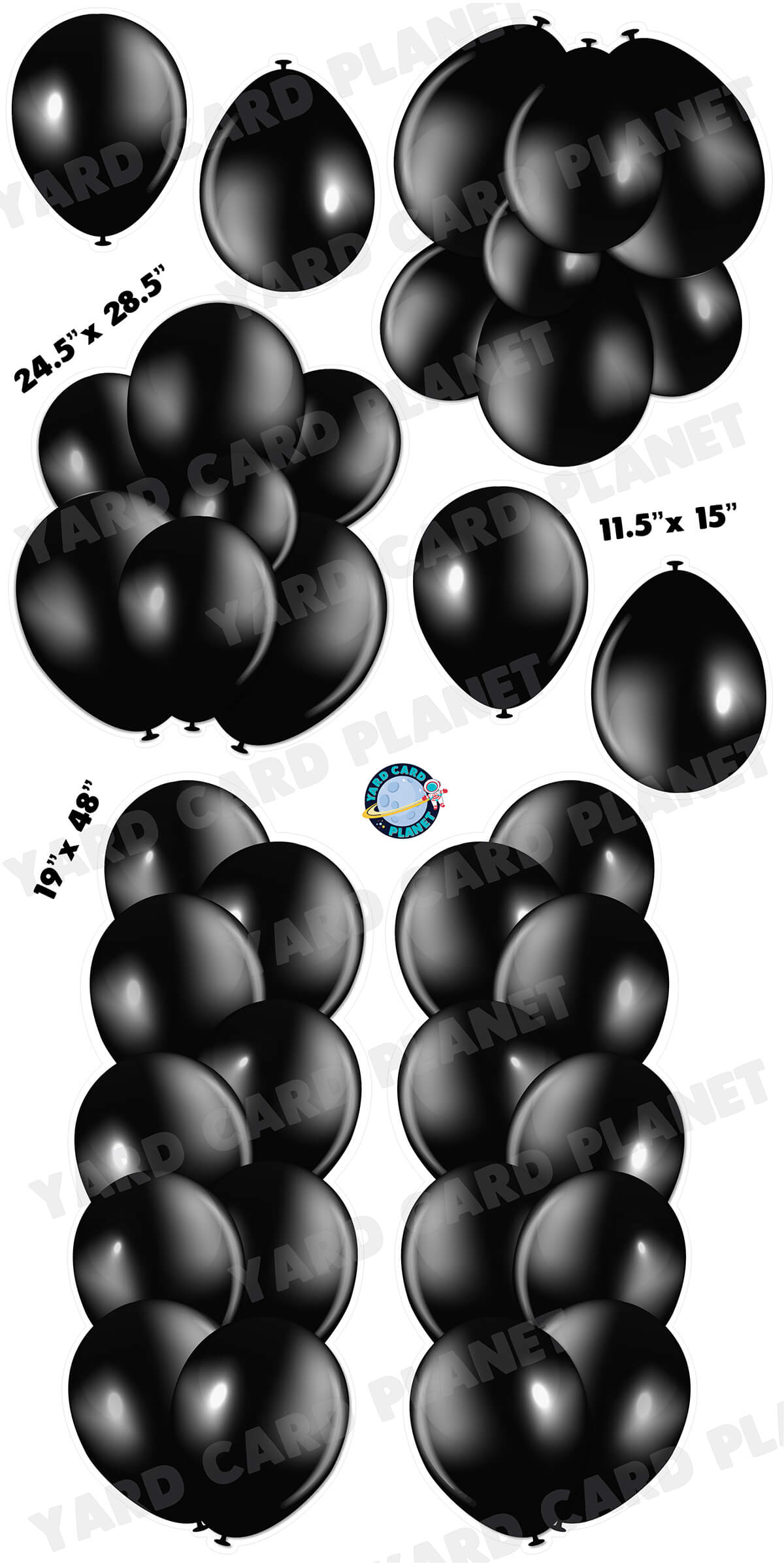 Black Balloon Towers, Bouquets and Singles Yard Card Set