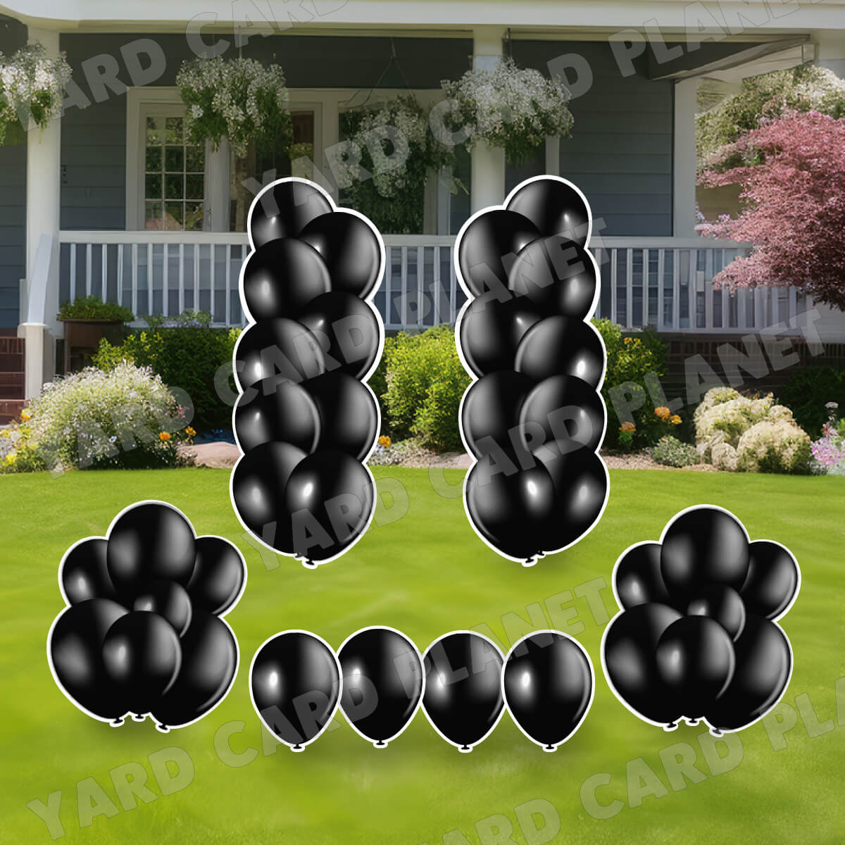 Black Balloon Towers, Bouquets and Singles Yard Card Set