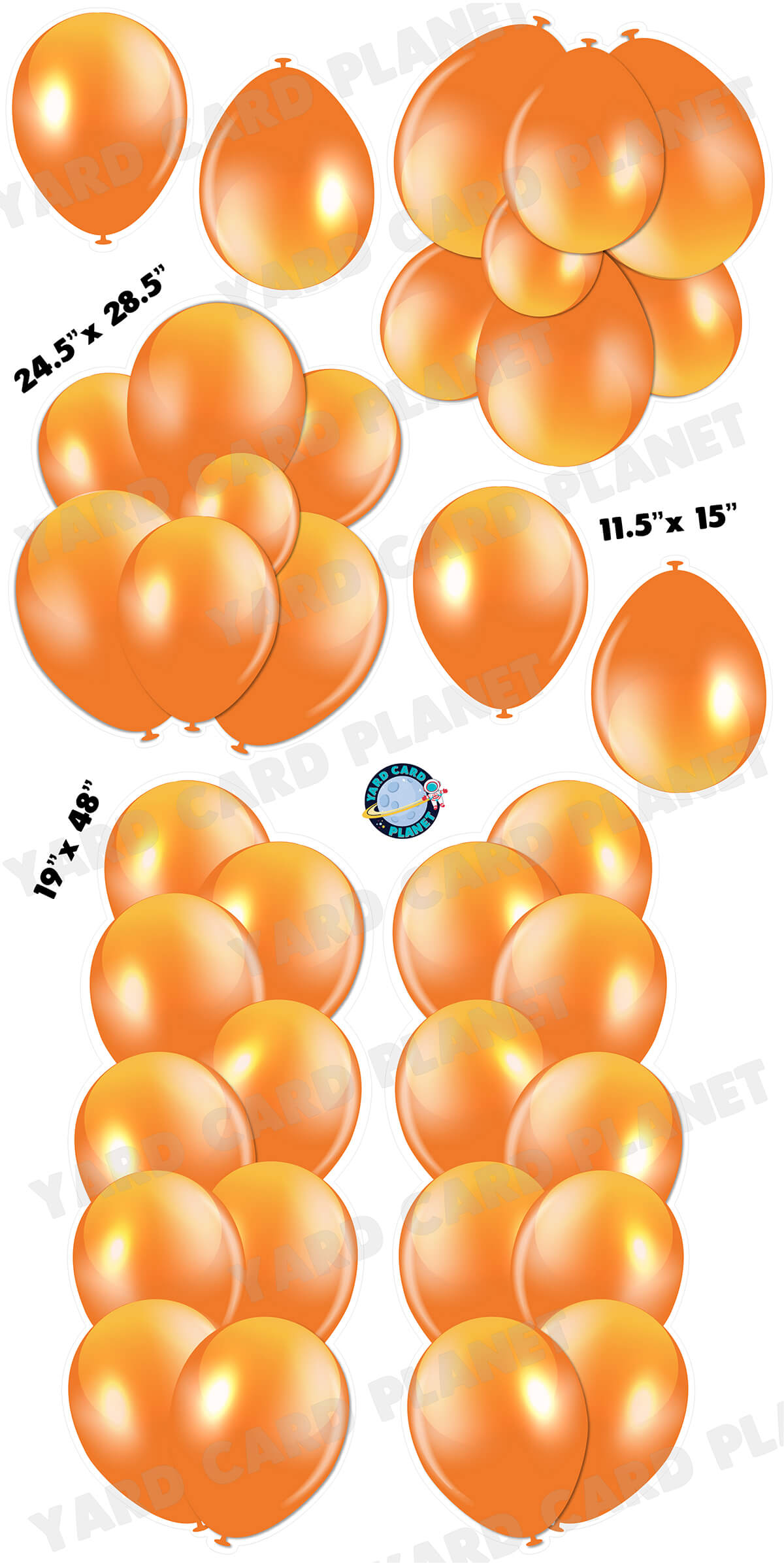Orange Balloon Towers, Bouquets and Singles Yard Card Set