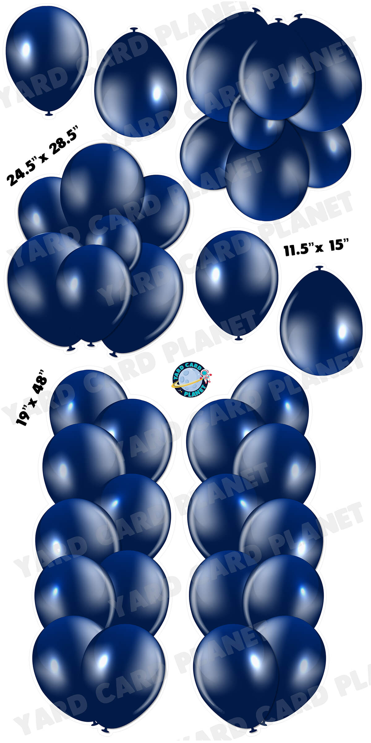 Navy Blue Balloon Towers, Bouquets and Singles Yard Card Set