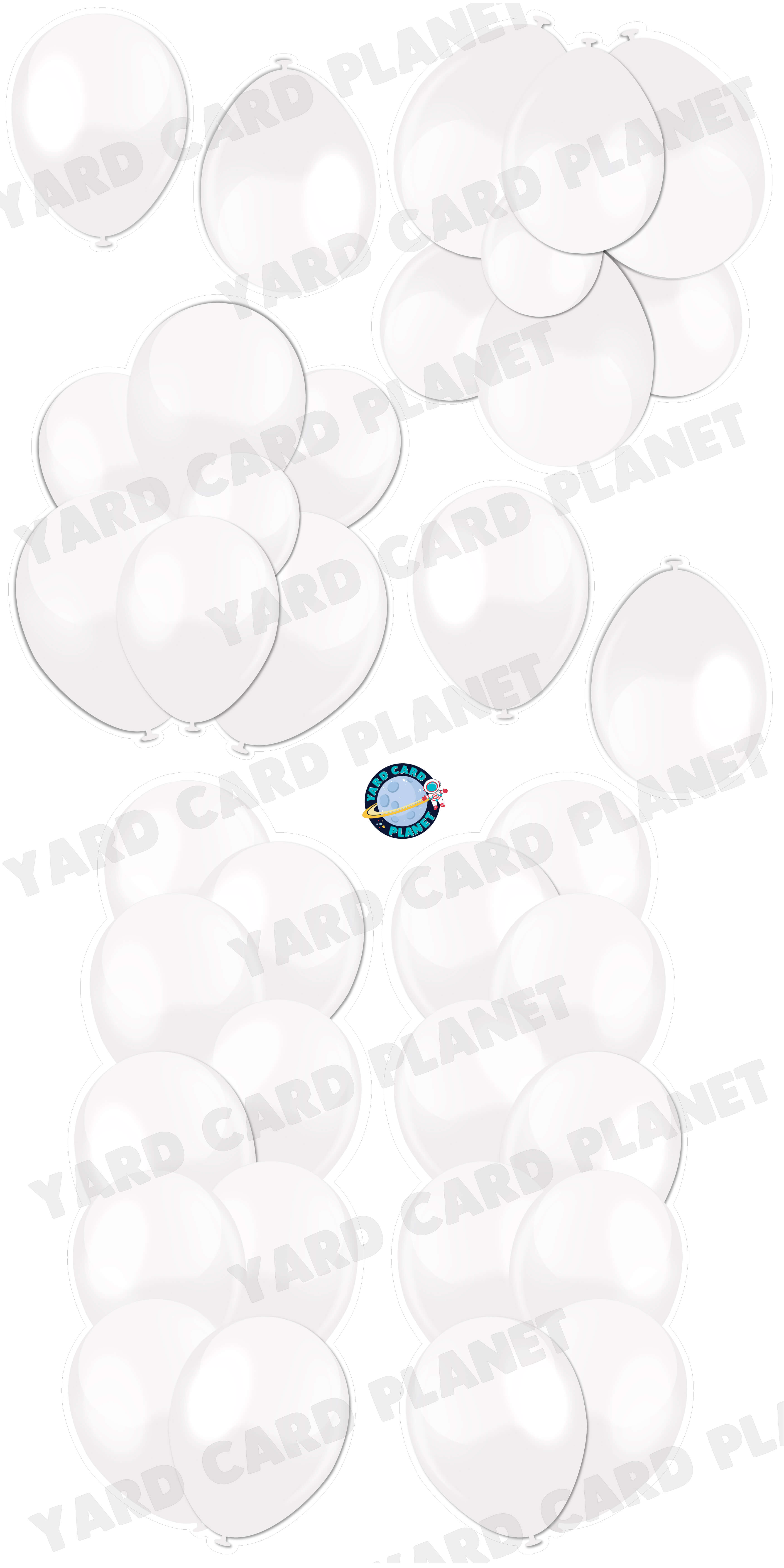 White Balloon Towers, Bouquets and Singles Yard Card Set