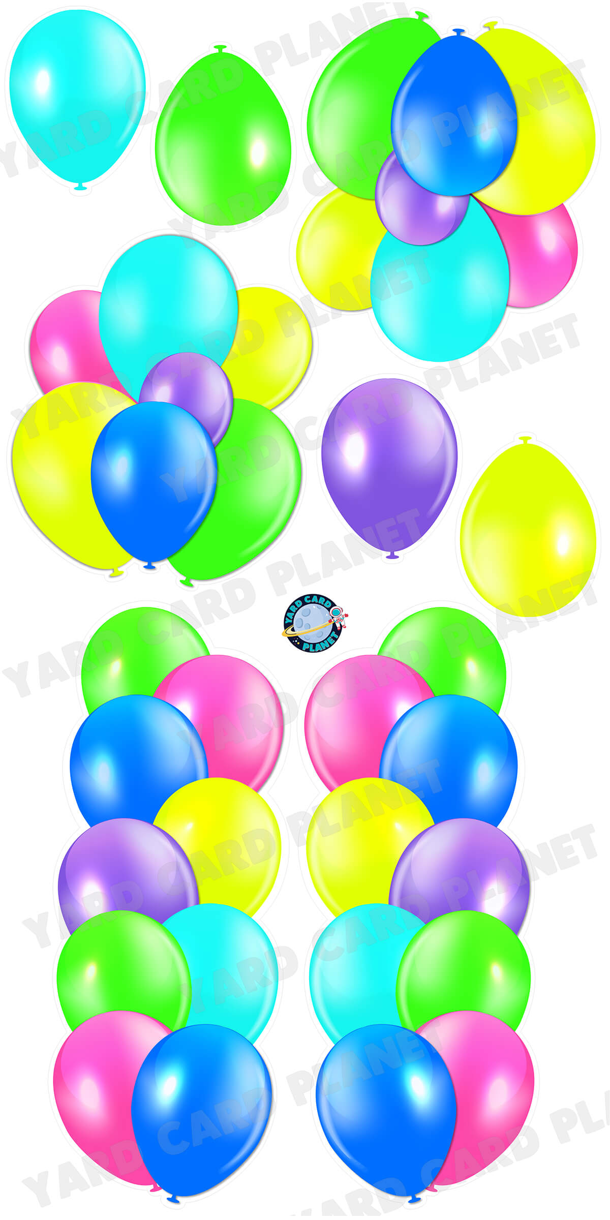 Neon Balloon Towers, Bouquets and Singles Yard Card Set