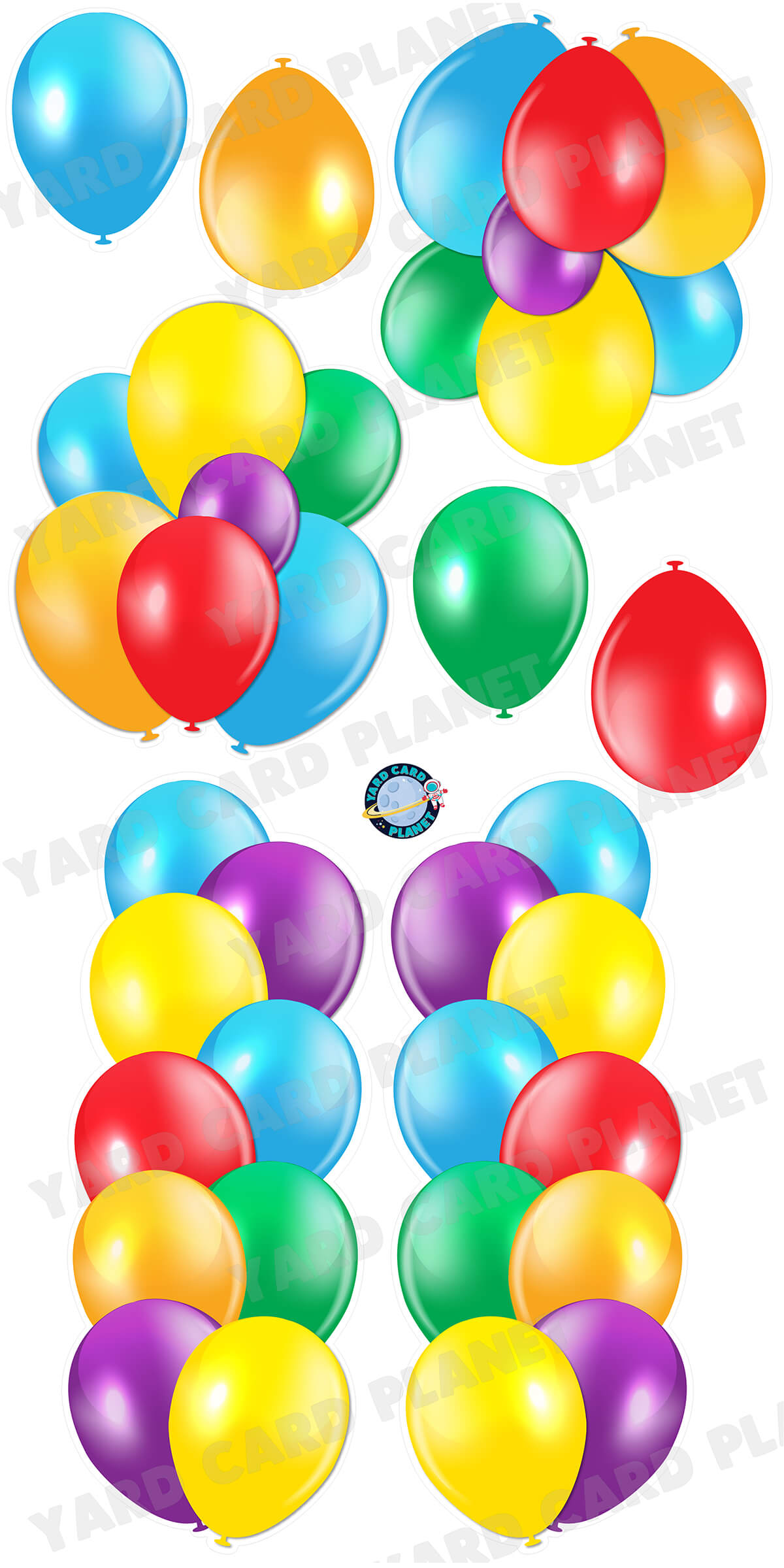 Color Wheel Balloon Towers, Bouquets and Singles Yard Card Set
