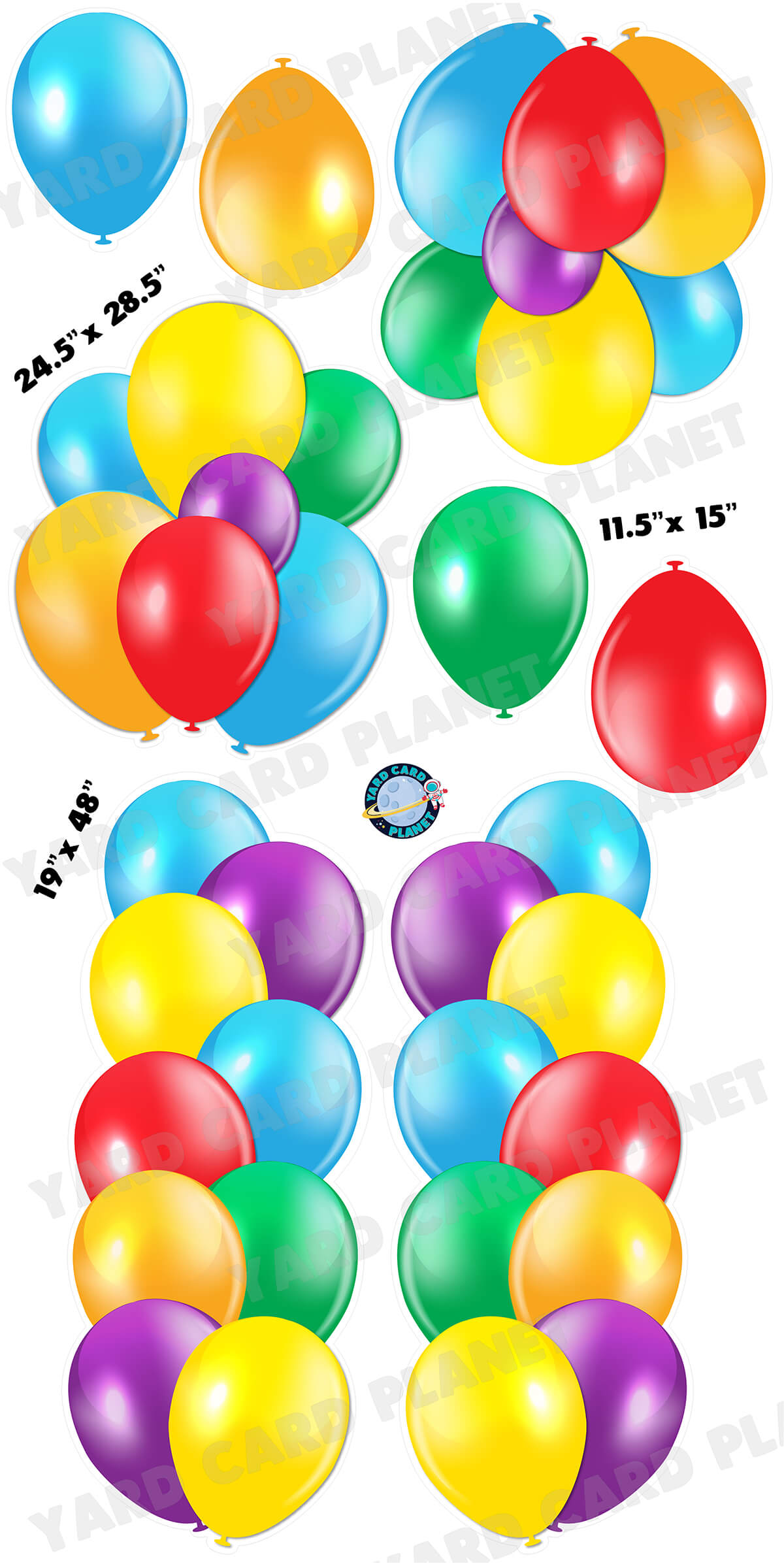 Color Wheel Balloon Towers, Bouquets and Singles Yard Card Set