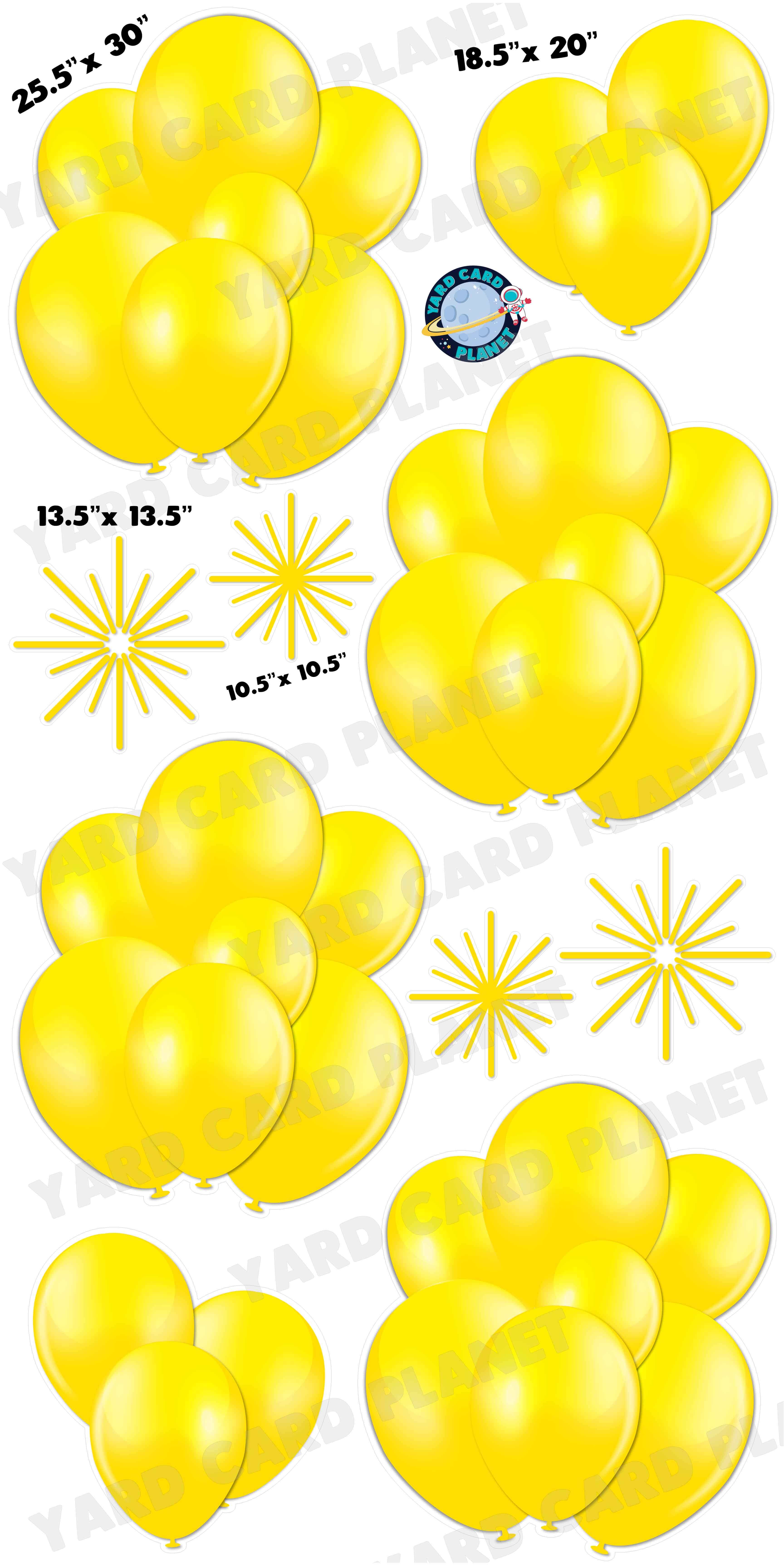 Yellow Balloon Bouquets and Starbursts Yard Card Flair Set