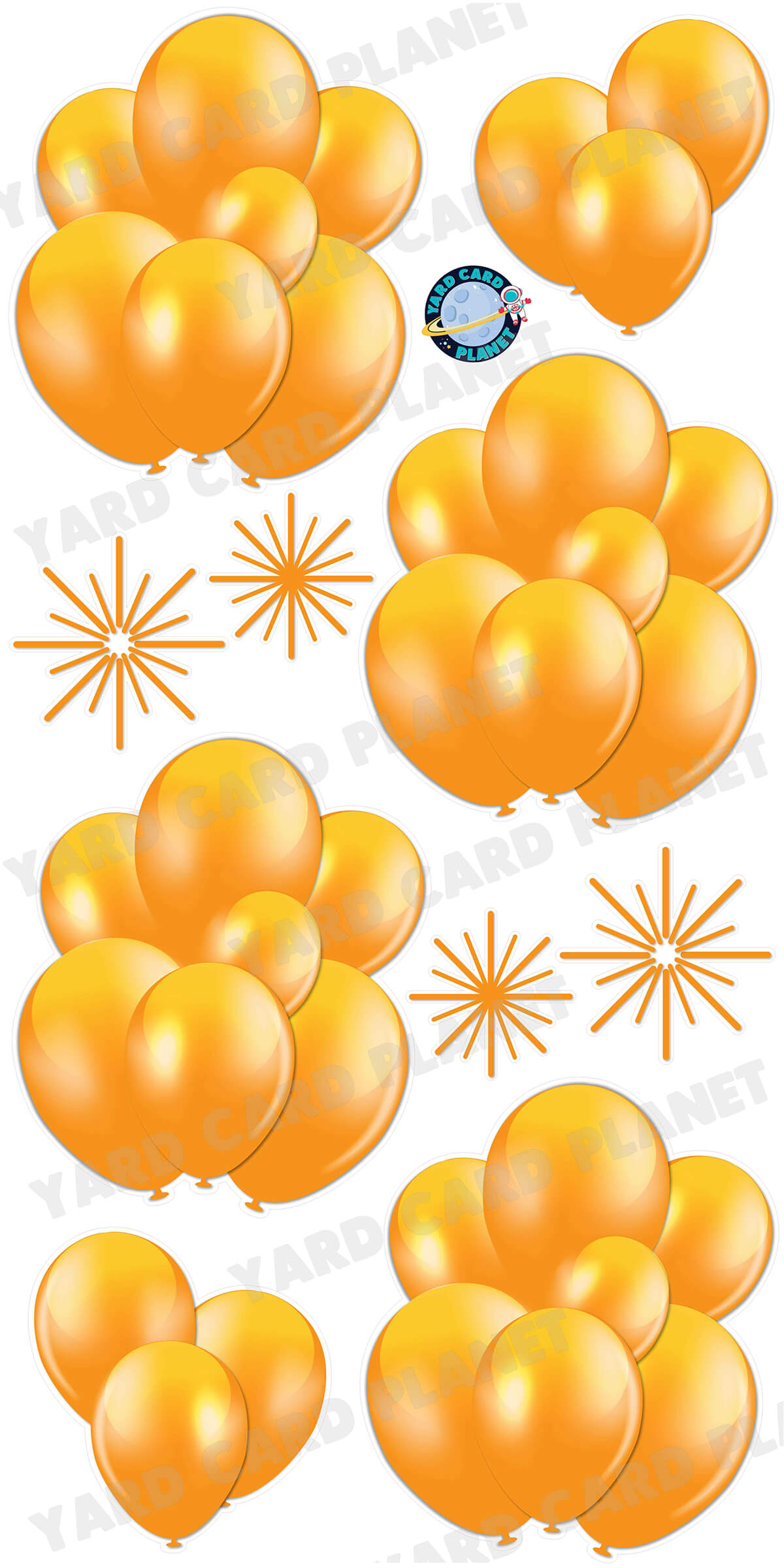 Orange Balloon Bouquets and Starbursts Yard Card Flair Set