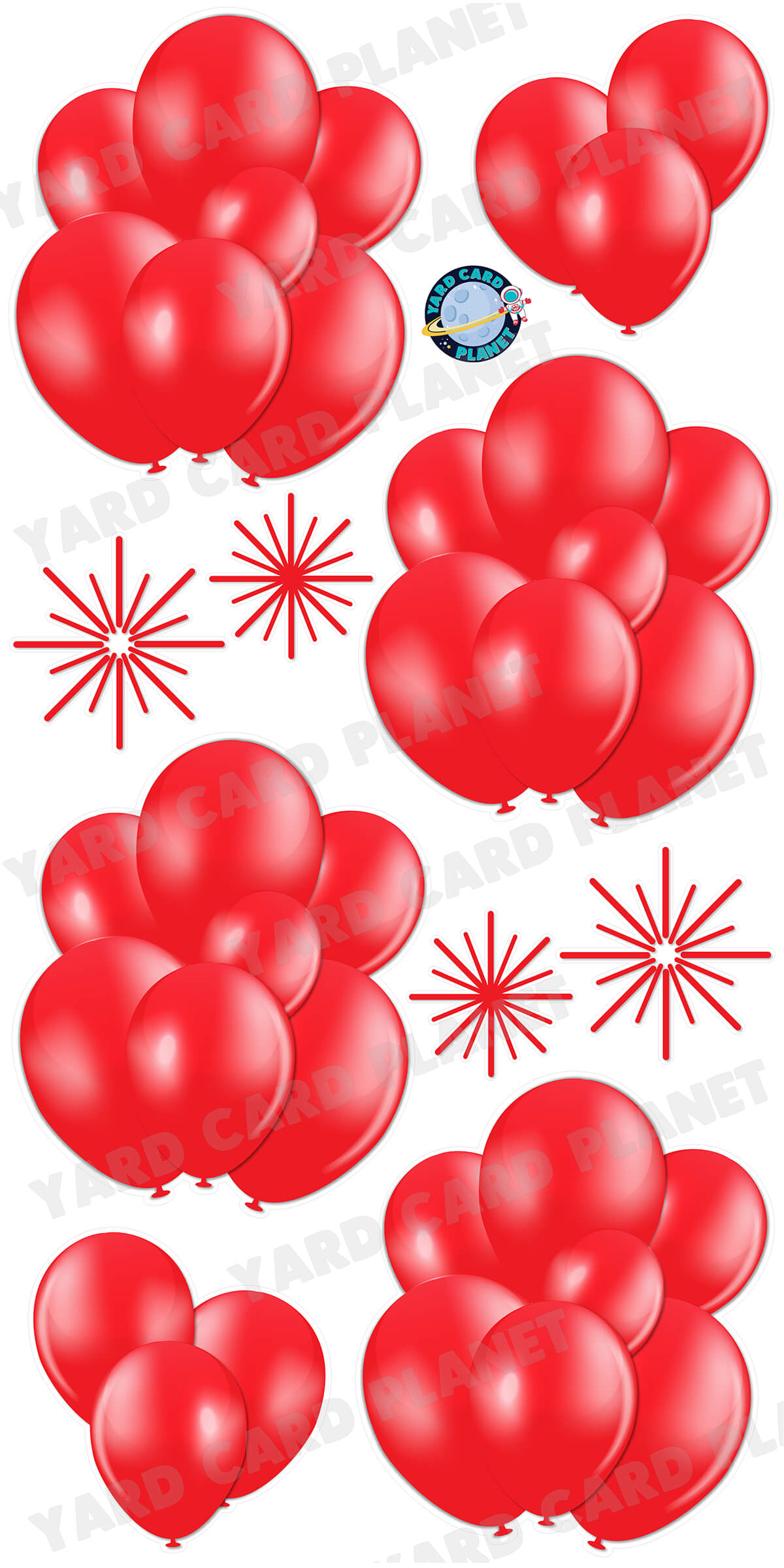 Red Balloon Bouquets and Starbursts Yard Card Flair Set