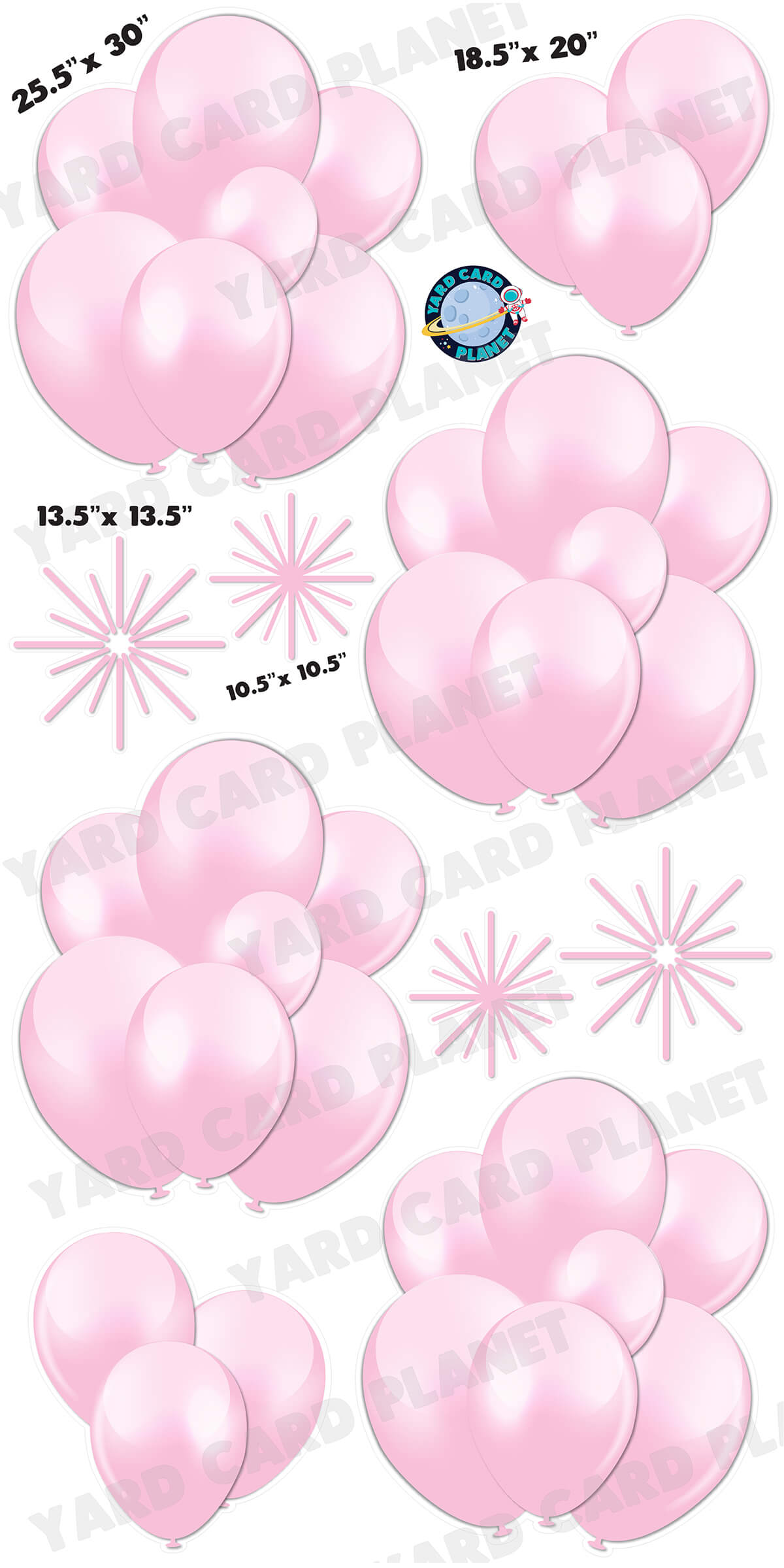 Light Pink Balloon Bouquets and Starbursts Yard Card Flair Set