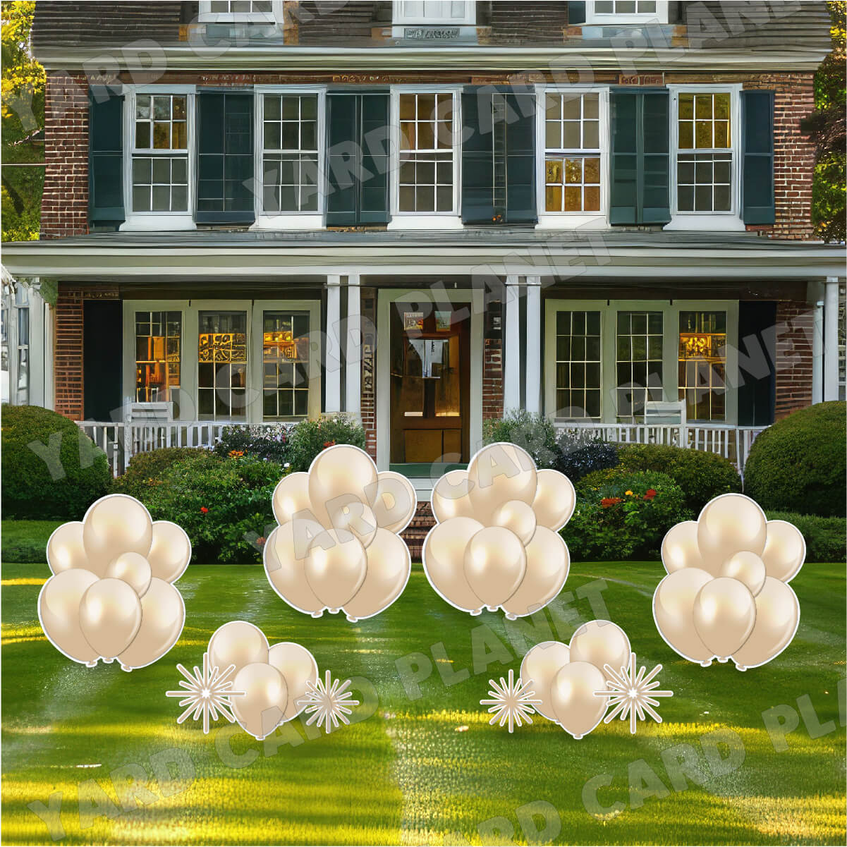 Tan Balloon Bouquets and Starbursts Yard Card Flair Set
