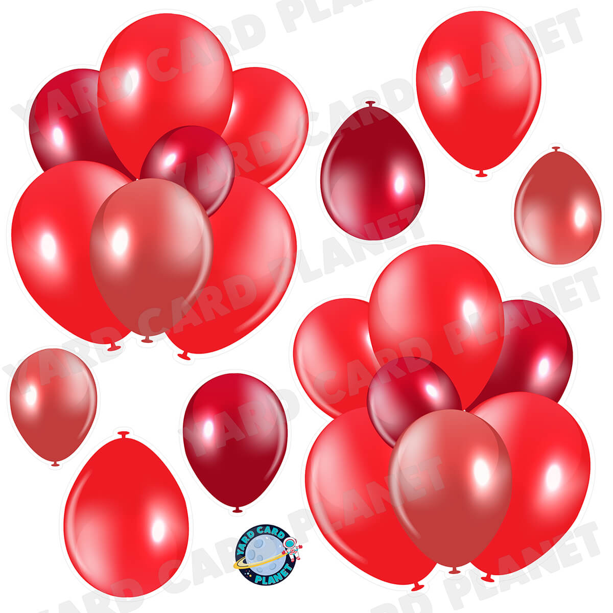 Red Balloon Bouquets and Singles Half Sheet Yard Card Set