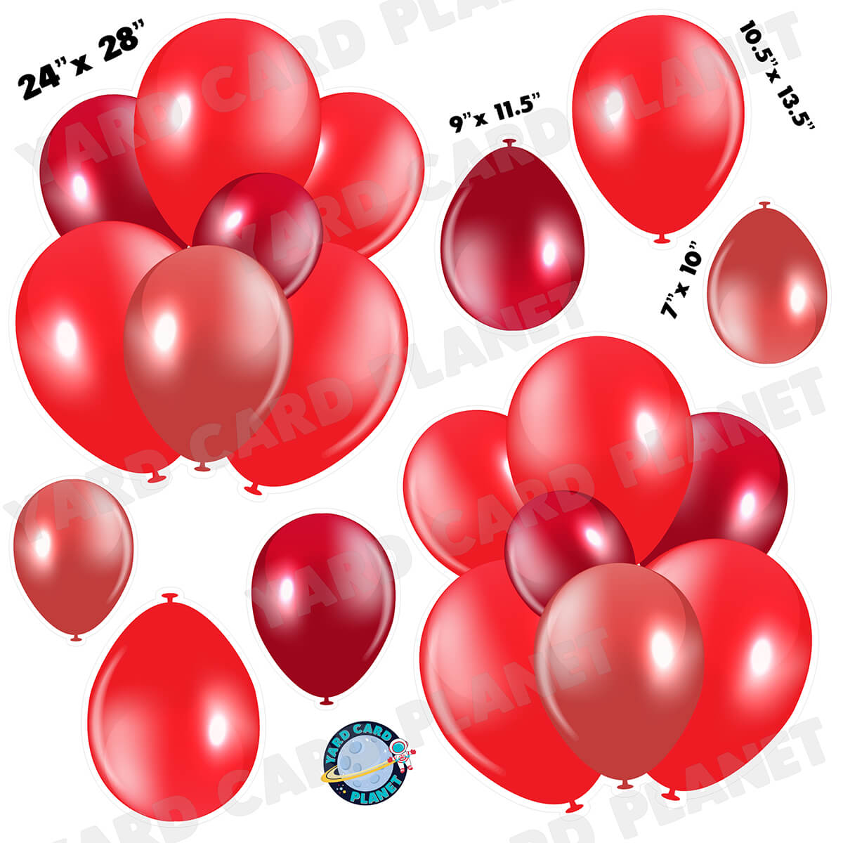 Red Balloon Bouquets and Singles Half Sheet Yard Card Set